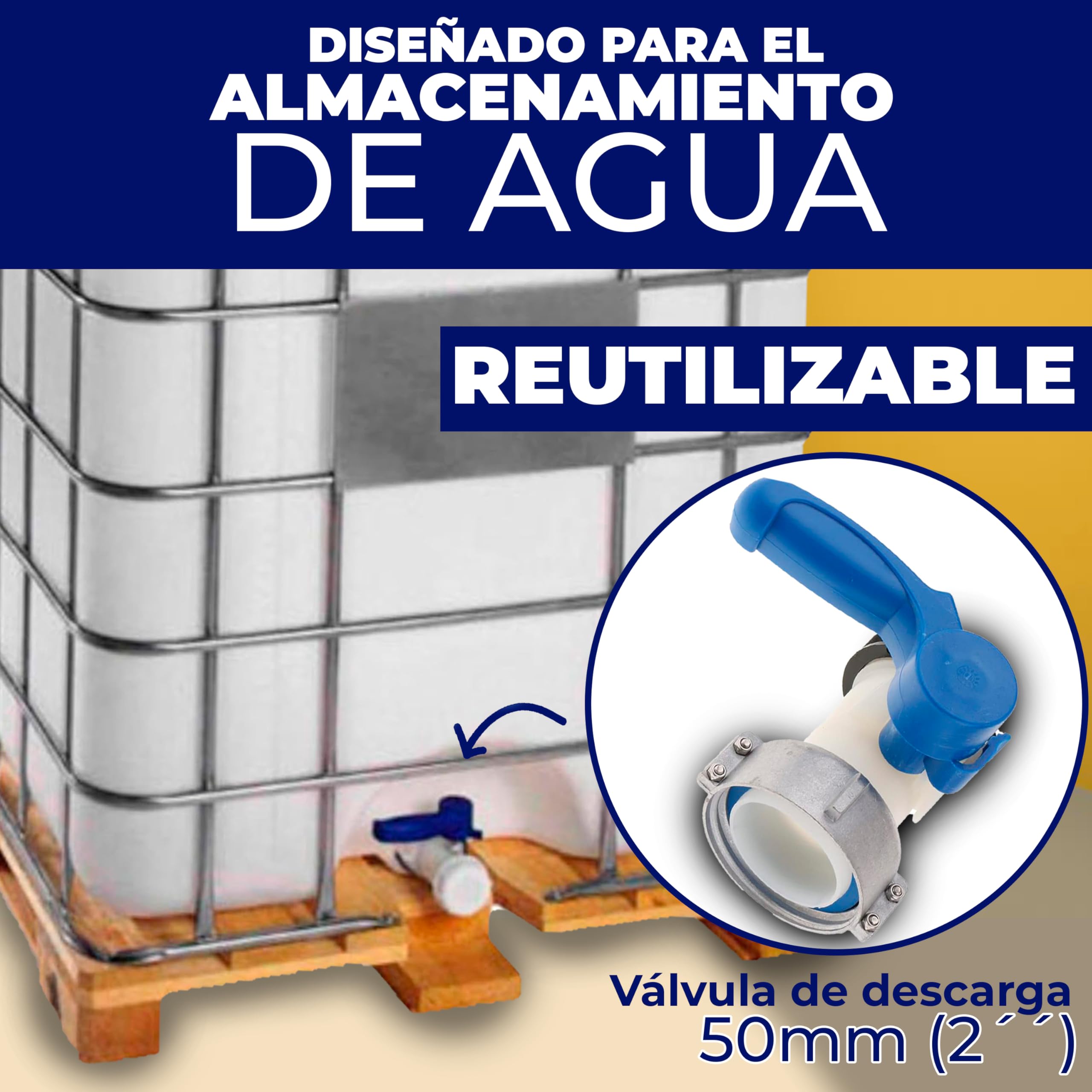 Contenedor depósito de 1000 litros IBC-GRG con palet de madera ADR