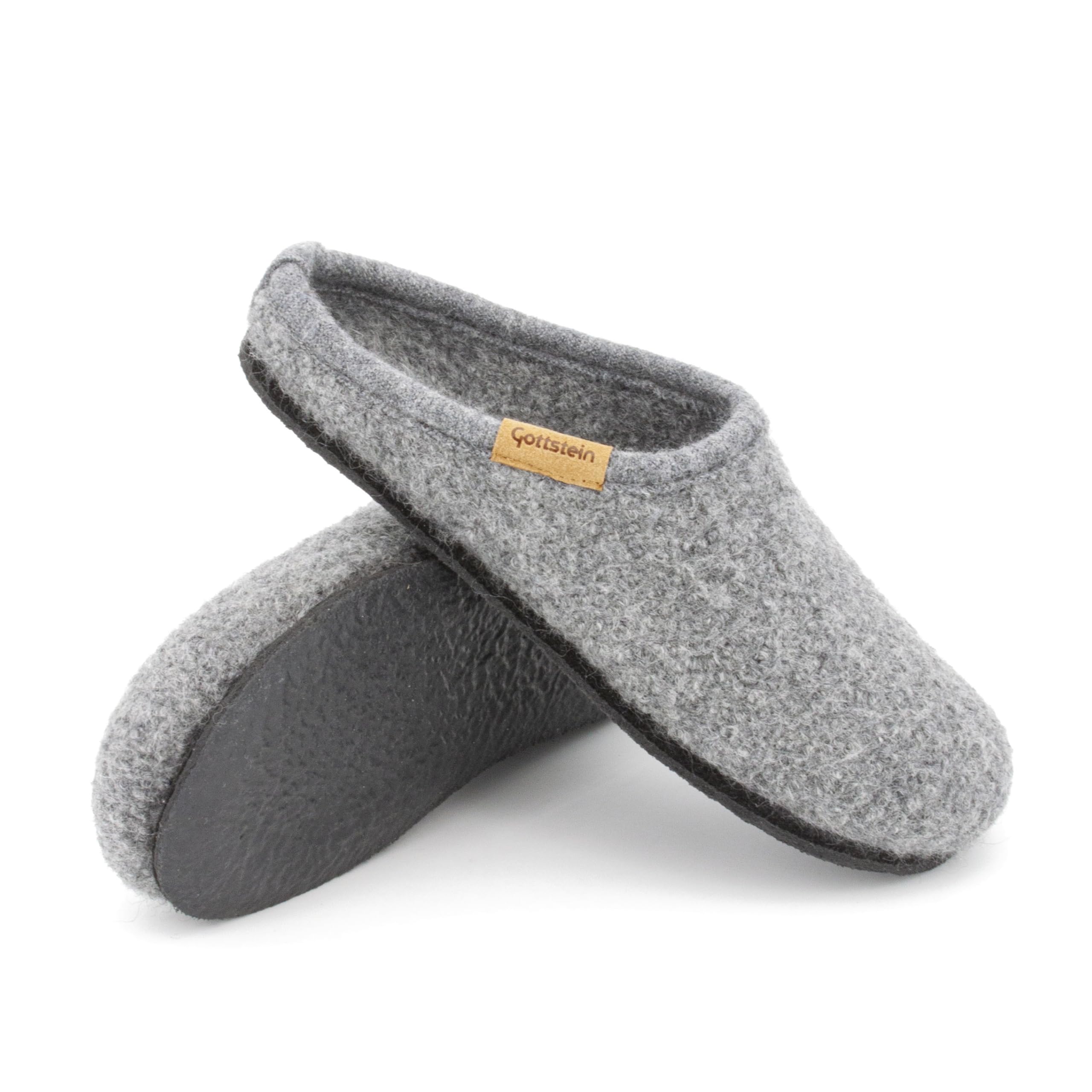 Gottstein Filzpantoffel Alpine Light aus Mulesing-freier Schaf-Schurwolle – Handgefertigte Hausschuhe aus Wollfilz für Damen & Herren Größe EU 36-48 – Patentierte naturub® Naturkautschuksohle