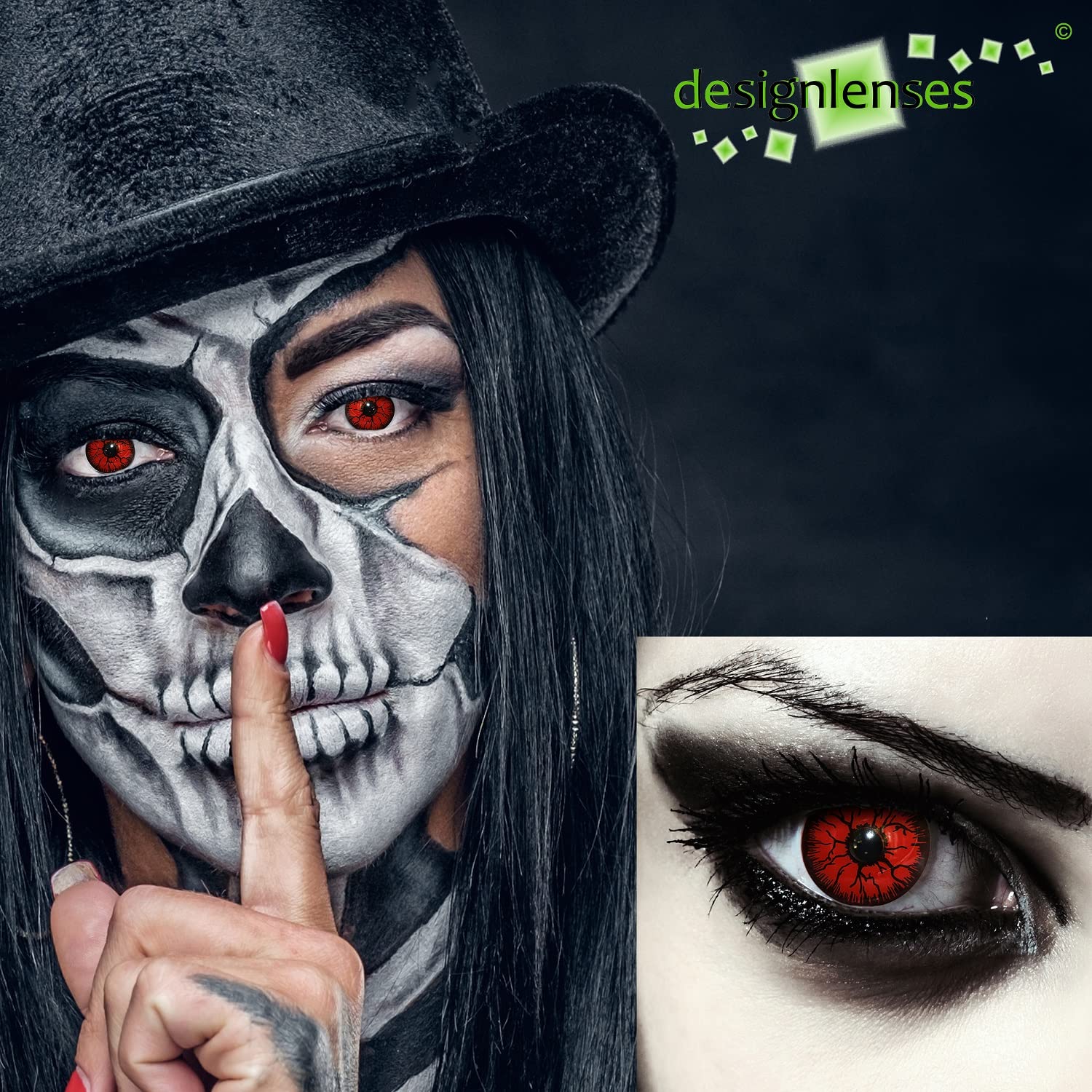 Dos lentillas diarias colores rojos para Halloween vampiro disfraz, 1 par/2 pzs, sin graduación (Red Monster, 14.00, 0.00)
