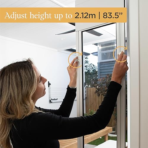 Miniatura 6 de Hakuna Pets Puerta de vidrio blanco para mascotas para puertas correderas, grande, altura ajustable de hasta 83.5 pulgadas, instalación sin daños o