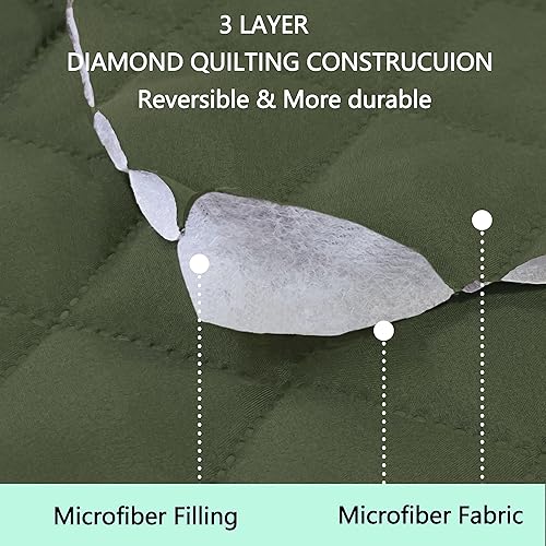 Miniatura 3 de Luxshare Home Reversible Oversized Sofa Covers Couch Cover Furniture Protector for Dogs Elastic Straps Water Resistant(XLSofa,HuntergreenSage)