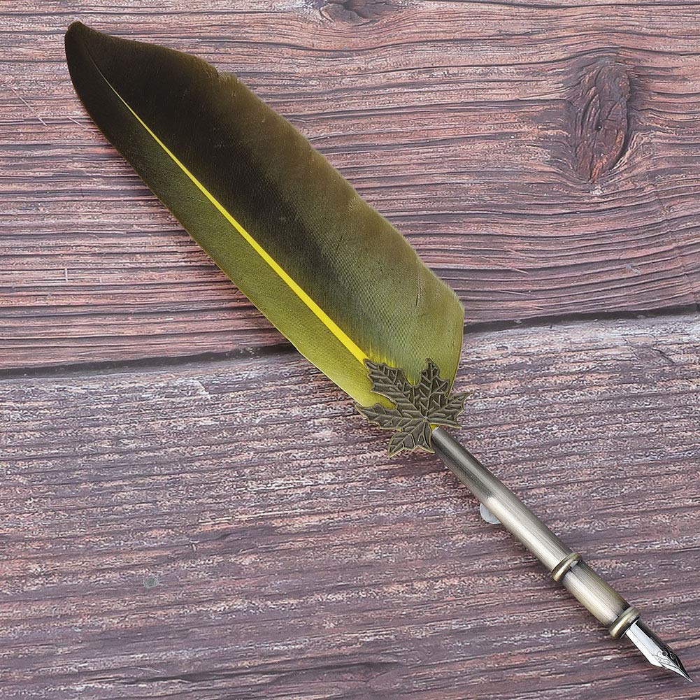 Set Calligraphie Plume D'Oie Tyenaza - Stylo Encre Avec 5 Plumes Remplaçables Et Encrier - Style Vintage