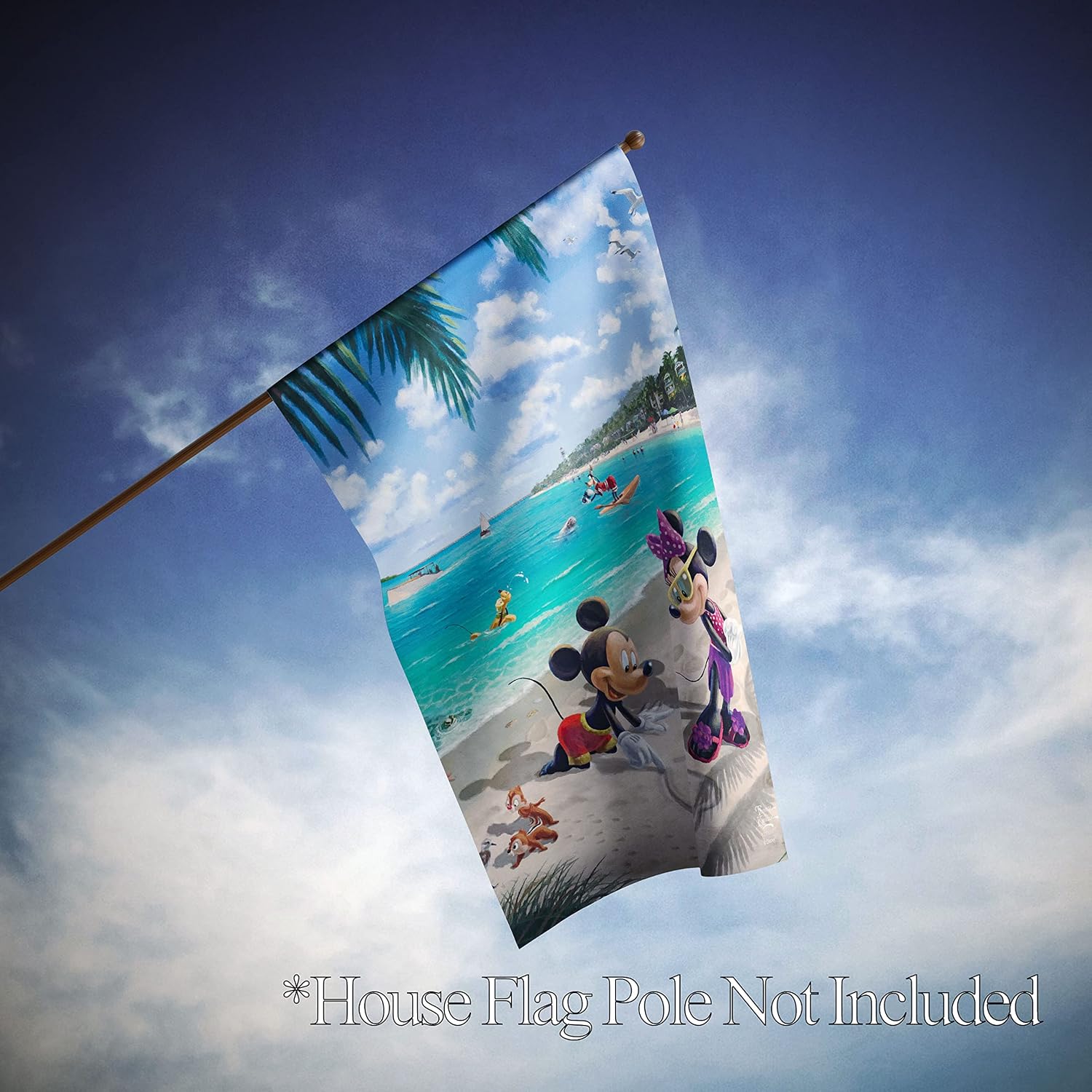 Flagology.com, Thomas Kinkade, Disney, Mickey and Minnie in Florida – House Flag 28" x 40", Outdoor Flag, Exclusive Premium Fabric, Officially Licensed Thomas Kinkade Disney