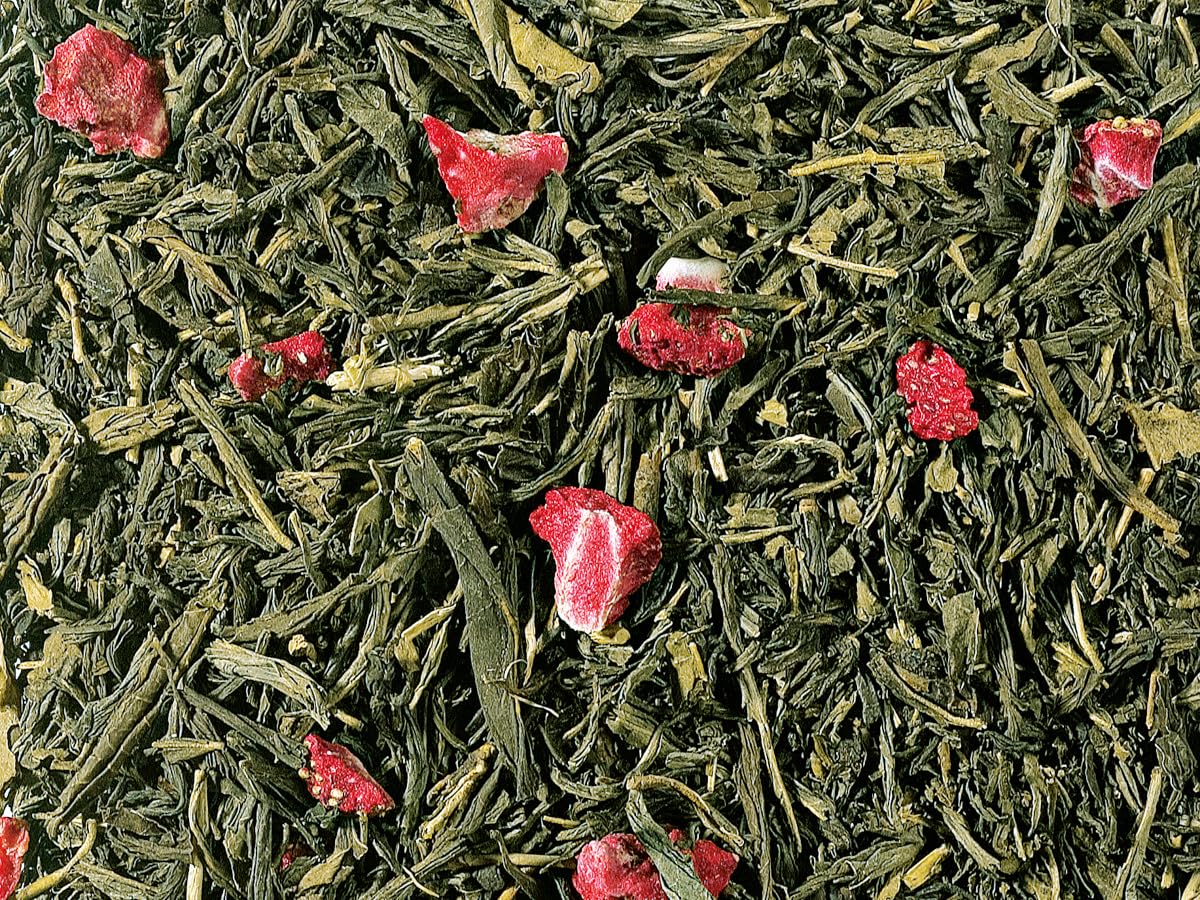 1kg - Grüntee - SENCHA - KINDER- UND SENIOREN-TEE - ENTKOFFEINIERT - aromatisierter grüner Tee - Erdbeer-Note