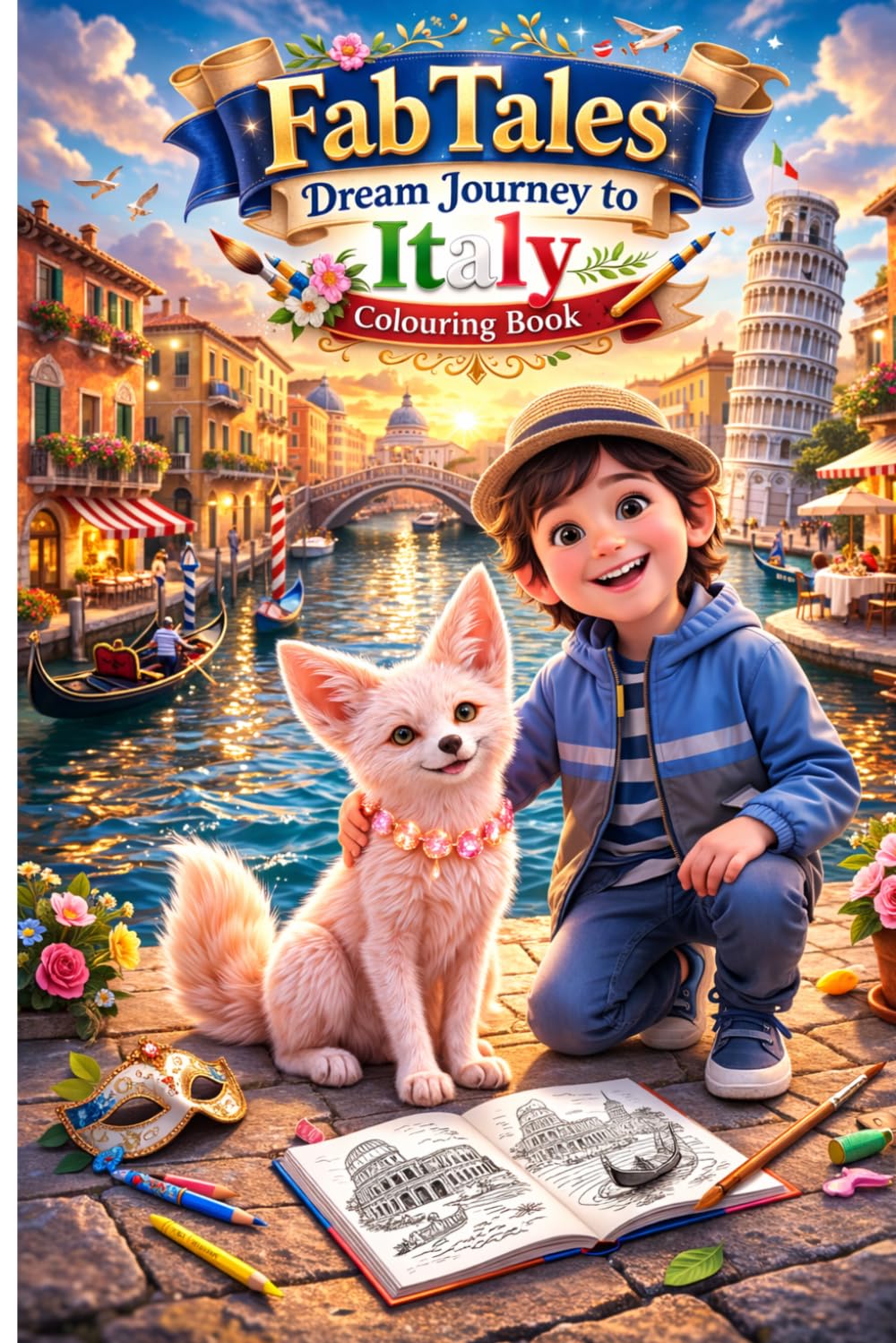 Fab & Leo Dream Journey to Italy Colouring Book: A Fun Travel Coloring Adventure for Kids Discovering Italy (FabTales Adventure coloring book)