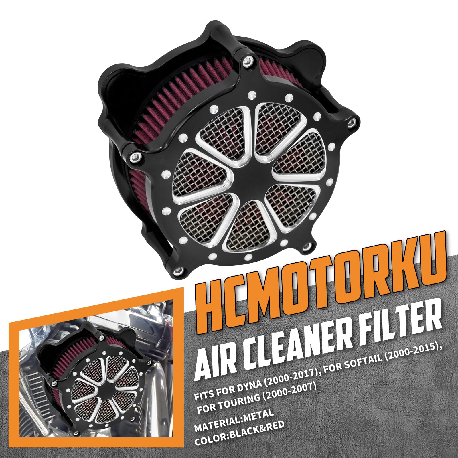 Filtro aria CNC Filtro Aria Filtro Aspirazione Filtro Filtro Aria Filtro Elemento Filtro Adatto Per Harley Touring Softail Dyna 2000-2017 Nero