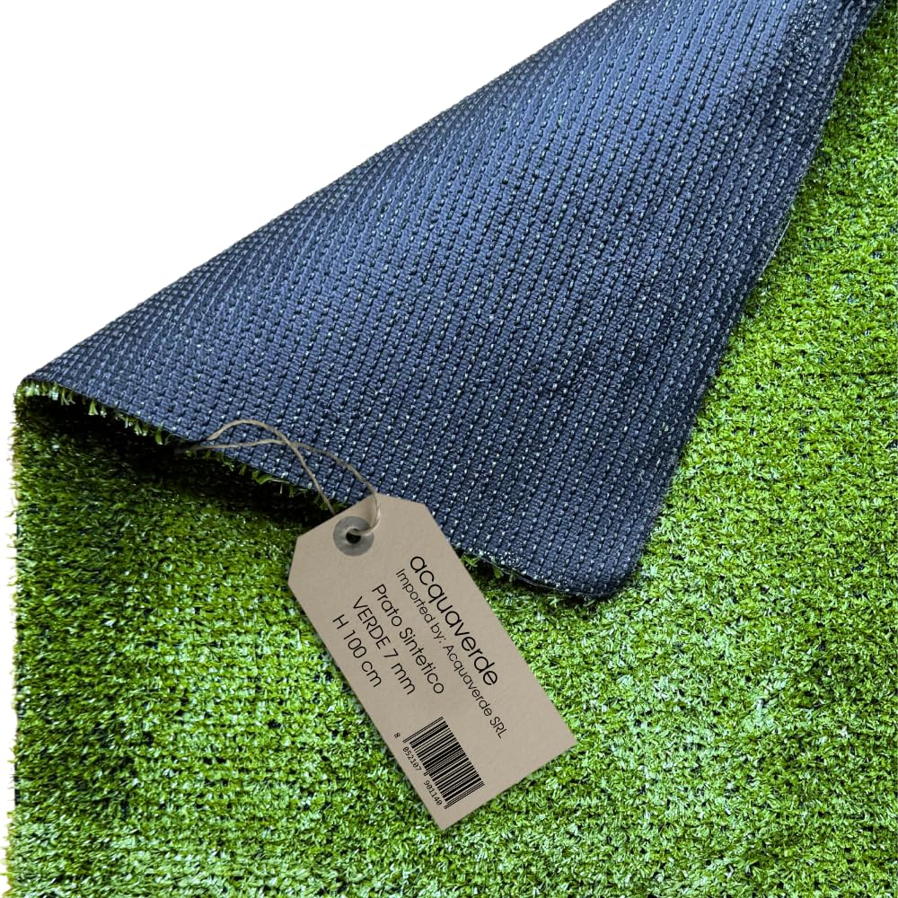 acquaverde | Prato Sintetico da 7mm per Giardino, Balcone, Terrazzo e Piscina 1x5 mt (5 mq) – Erba Artificiale, Sintetica Resistente al Calpestio e Raggi UV, Facile da Pulire