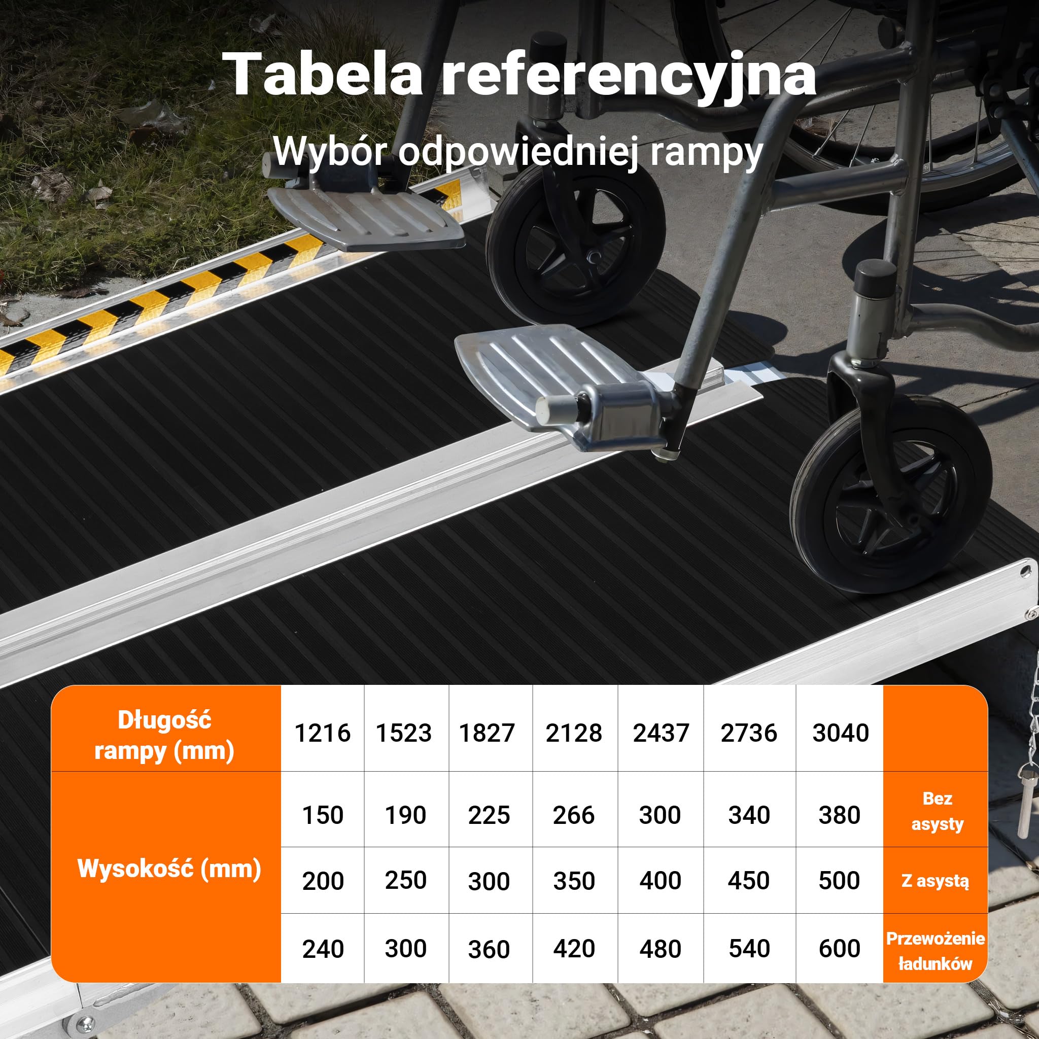 Wiltec Składana rampa najazdowa dla wózków inwalidzkich 122 cm, mobilna rampa podjazdowa do 270 kg, aluminiowa antypoślizgowa rampa załadunkowa
