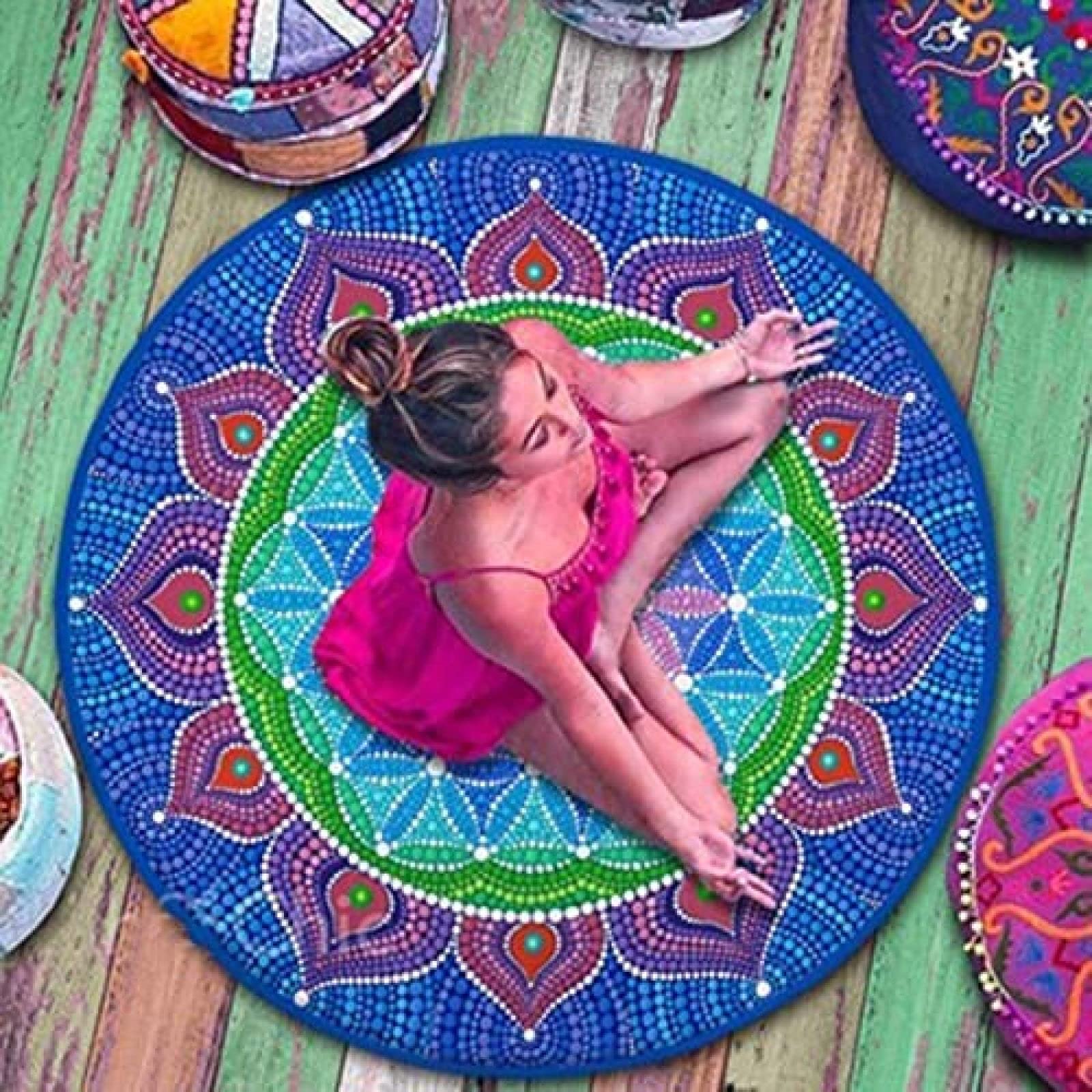 DIE Tappeto Rotondo Energy Flower of Life, Tappetino da Meditazione Antimacchia Morbido Antiscivolo per Meditazione Vivente Cuscino da Meditazione per La Casa 3 Colori,Cx-003,60 Cm,Constructive23