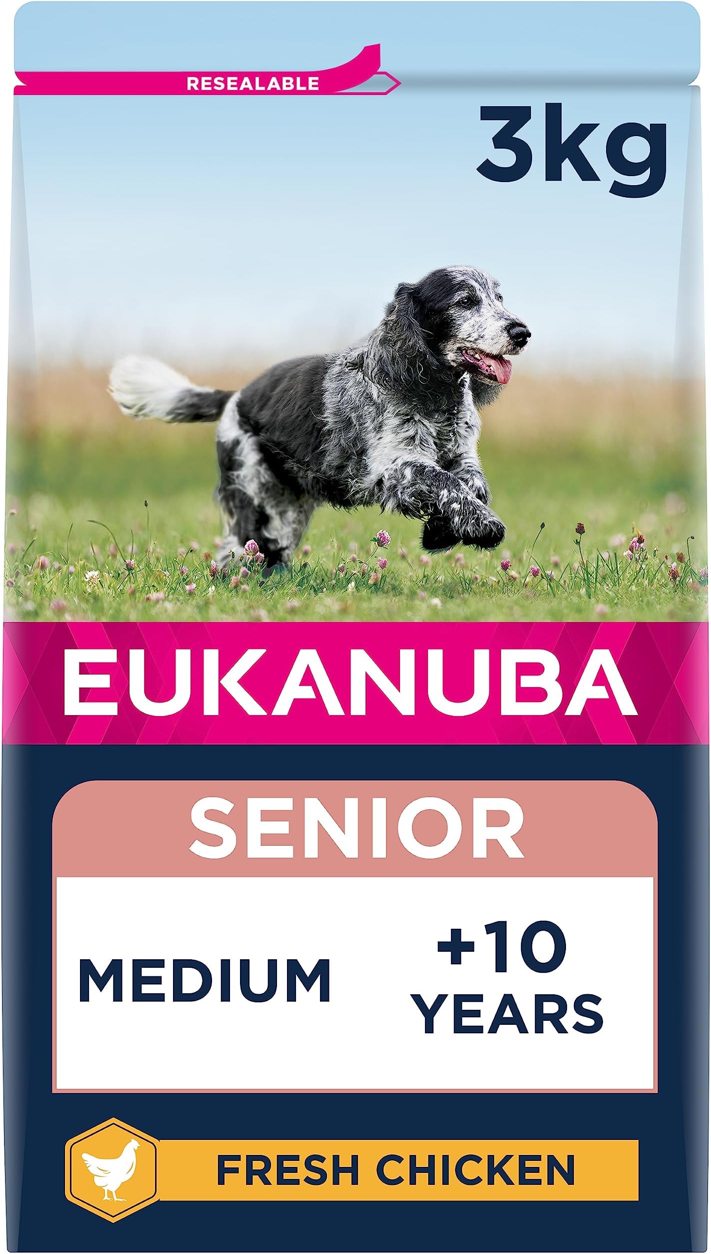 Complete Dry Dog Food for Senior Medium Breeds with Fresh Chicken 3 kg