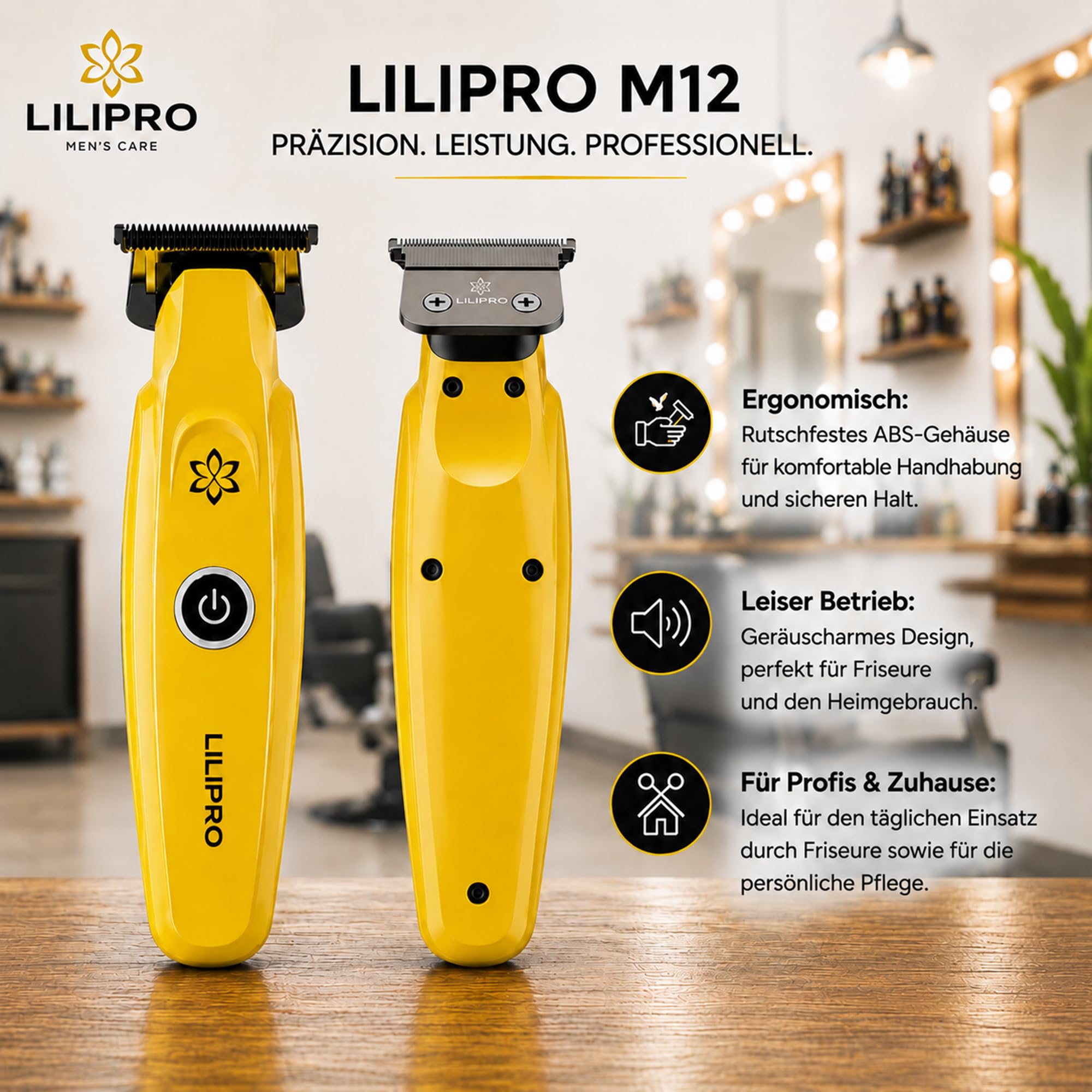 M12 Tagliacapelli Professionale Uomo e Regolabarba | Trimmer Professionale Capelli e Barba con Lama T DLC Zero Gap, 7500+ RPM, Ricarica USB-C, Batteria 2000 mAh, Silenzioso e Preciso