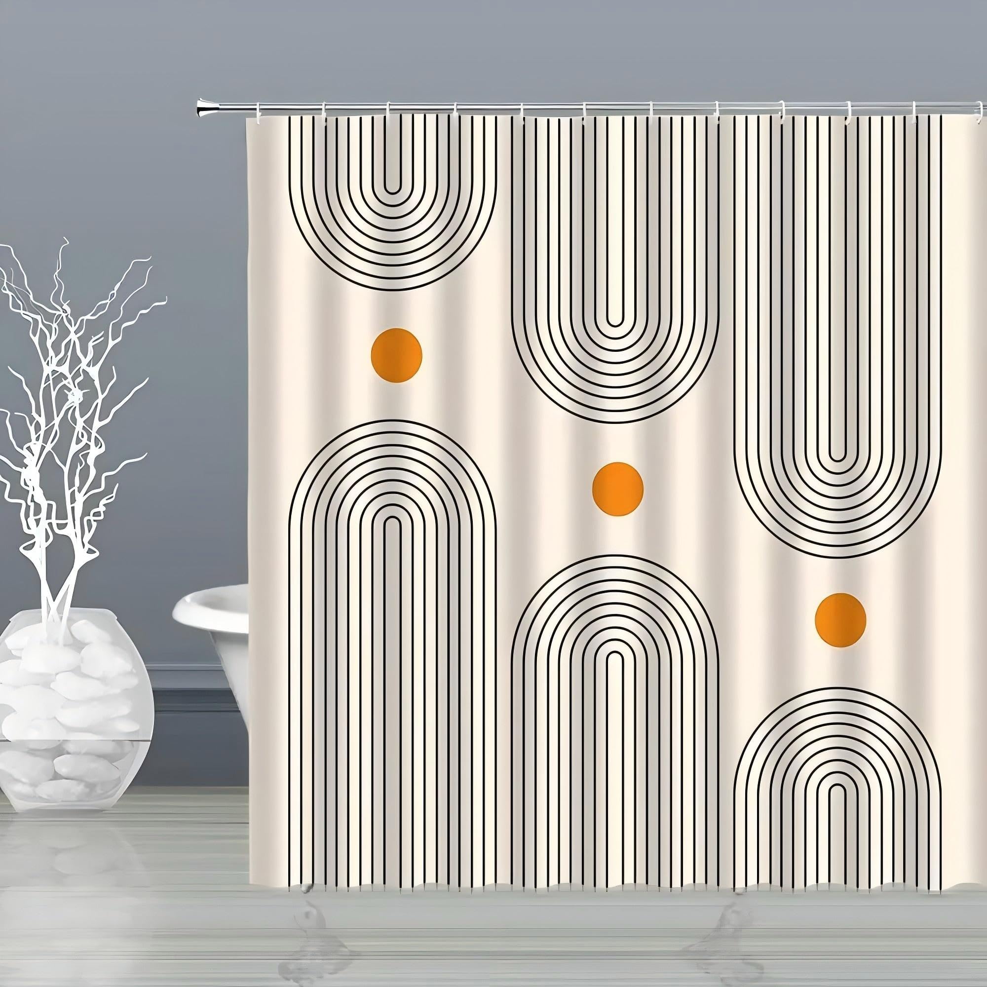 Rideau de douche anti-éclaboussures 80x180 motif abstrait géométrique