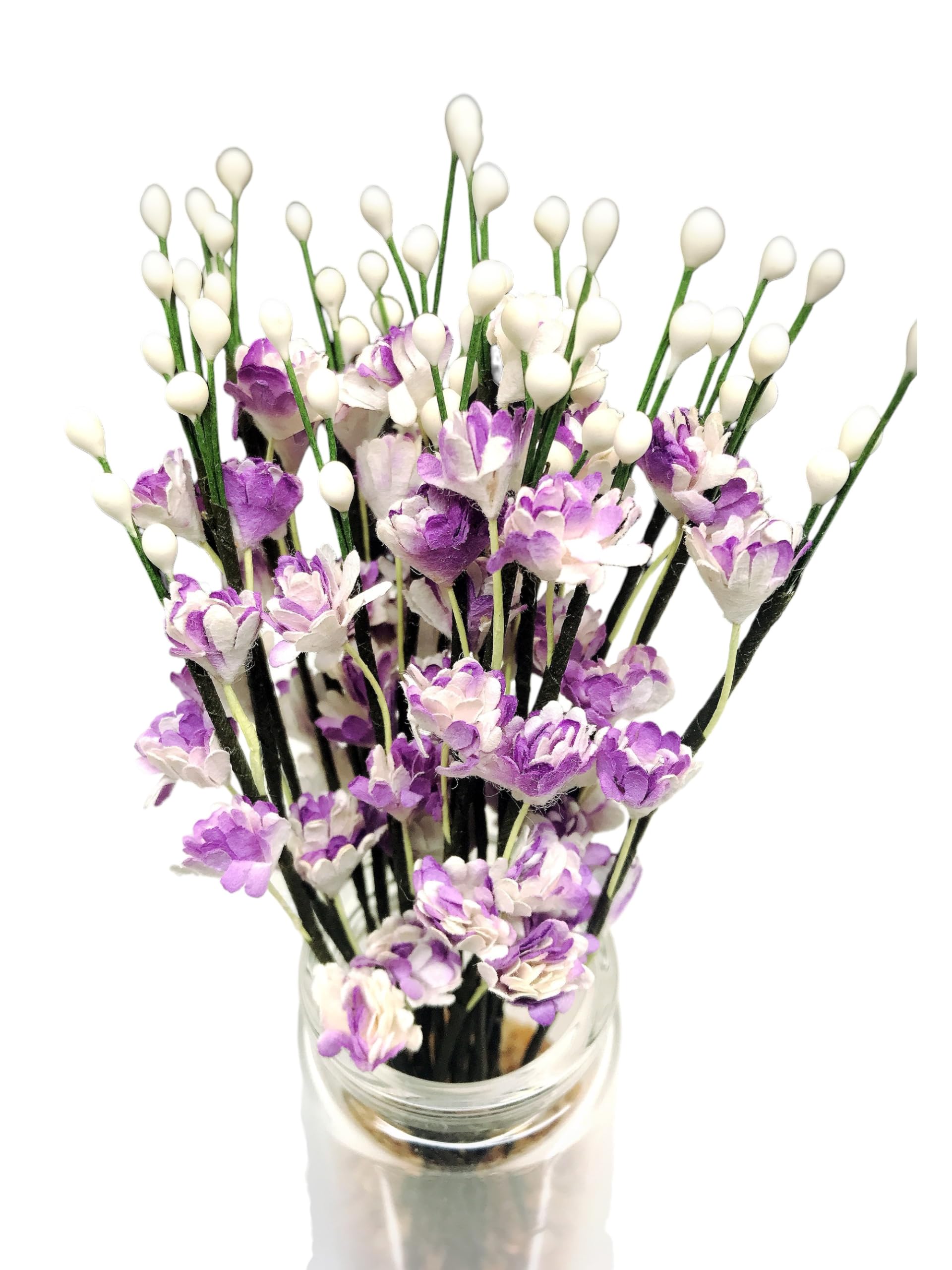 Gypsophila de papel de morera hecho a mano en tonos marfil y morado
