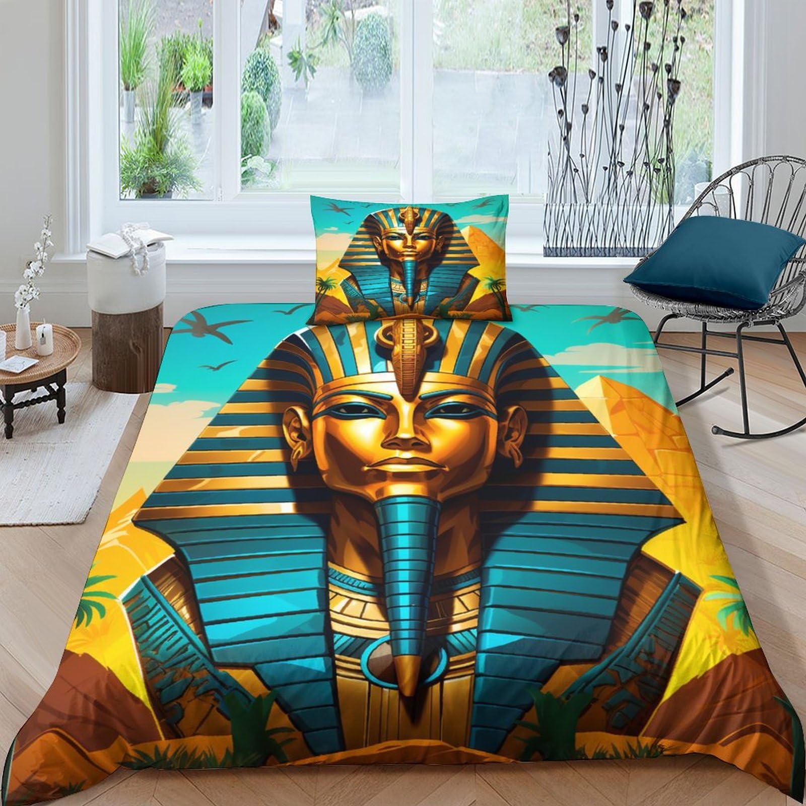 Housse de couette 135x200 pharaon lit simple avec taies d'oreiller zip
