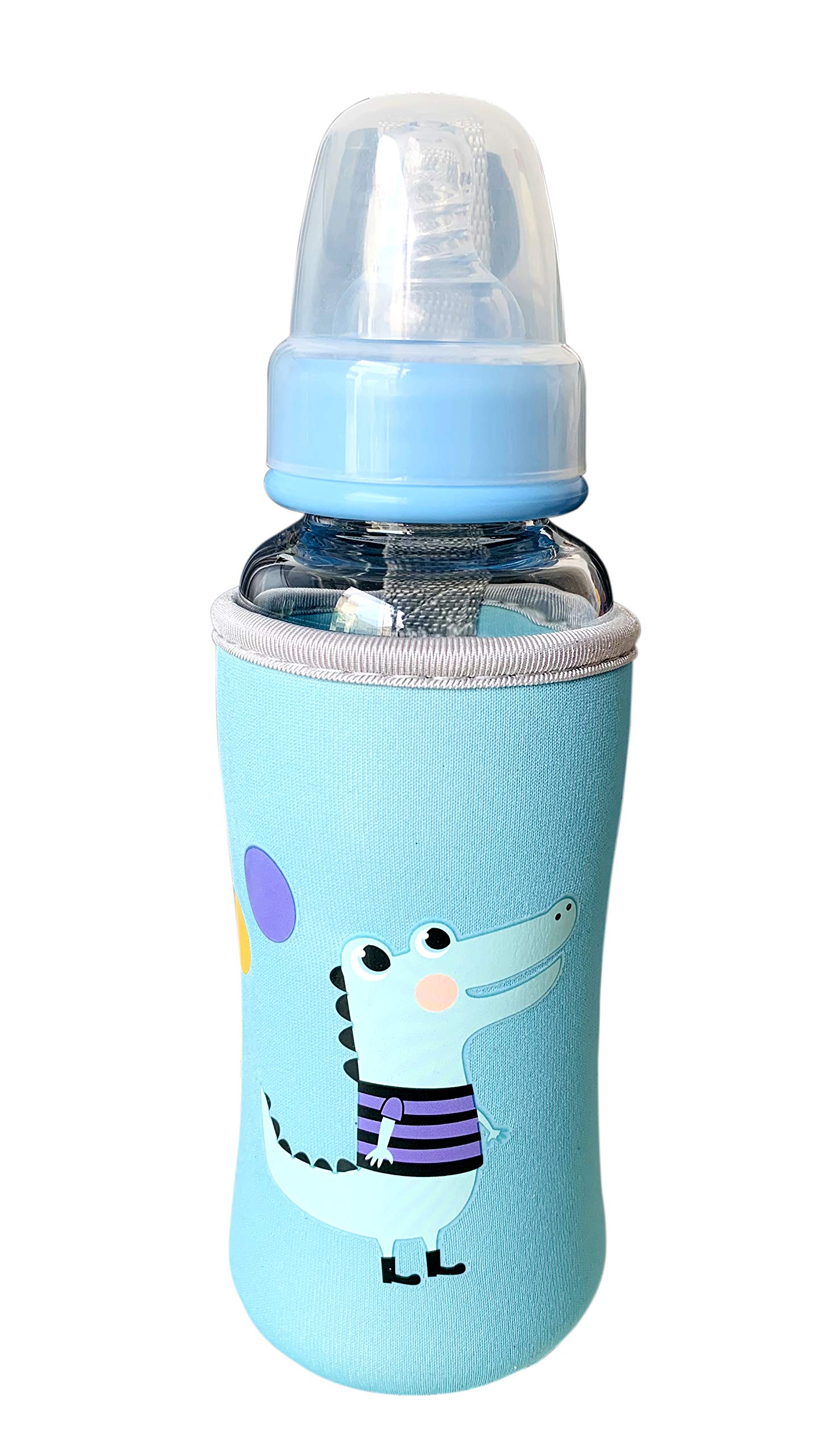 THE LITTLE LOOKERS? Cute Animated Patterned Soft Stretchable Baby Feeding Bottle Cover with Easy to Hold Strap for 120ml, 150ml, 240ml (Dinosaur & Lion, Pack of 2) - Image 4 thumbnail