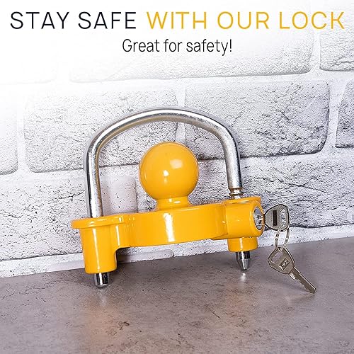 Miniatura 7 de VaygWay Cerradura de acoplador de remolque, 2 unidades, de alta calidad, universal, antirrobo, ajustable, de seguridad, de acero resistente, para