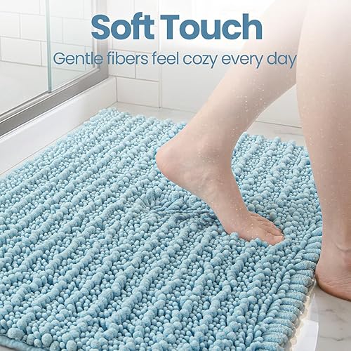 Miniatura 8 de DEXI Alfombra de baño de 16 x 24 pulgadas, tapete de baño absorbente de felpilla gruesa súper suave, antideslizante, lavable a máquina, tapete de
