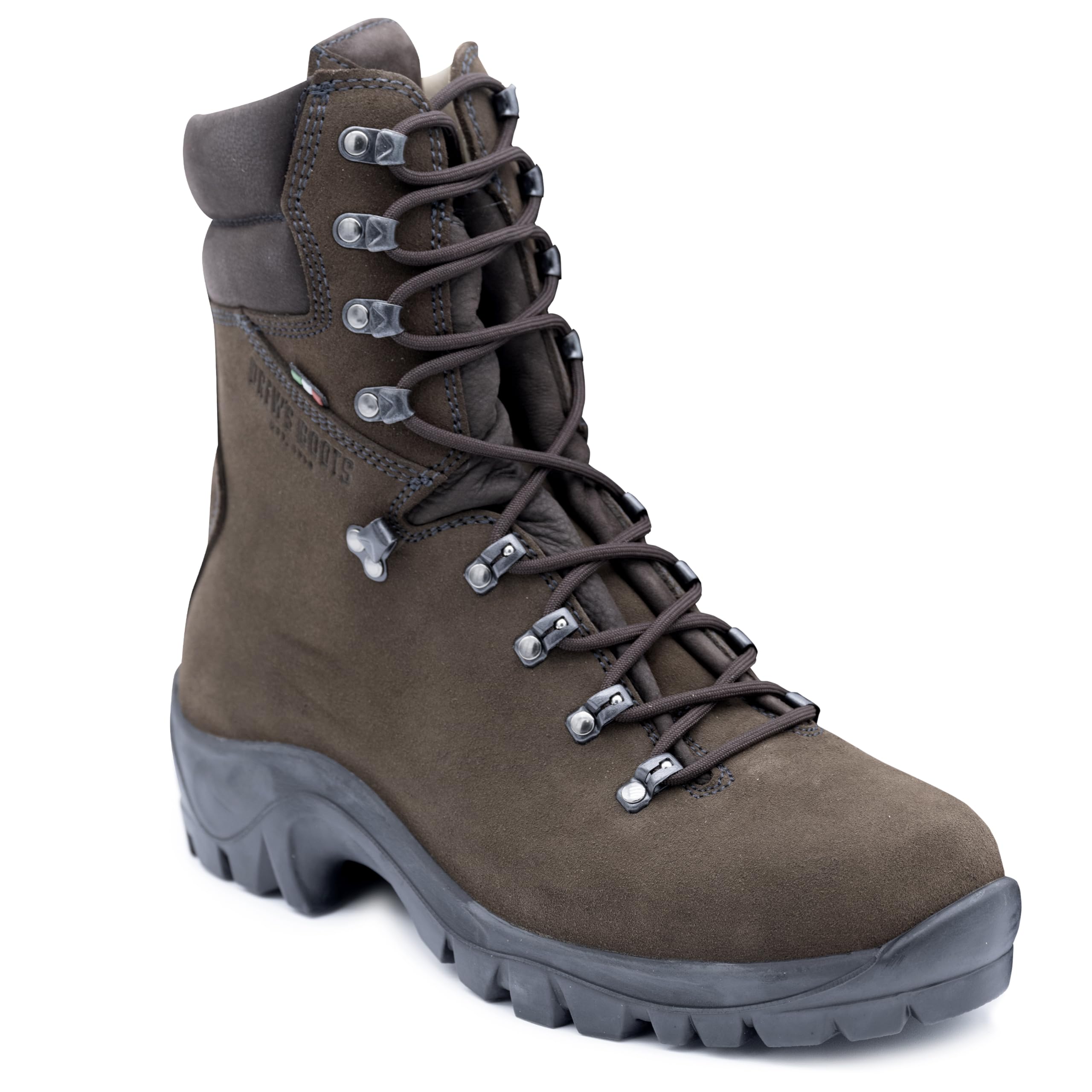 Drew's Boots Fire Hiker Wildland Firefighter Boots – Rugged, Full Leather Firefighting Boots for Comfort, Support, and Safety – Heat Resistant Work Shoes for Men, Brown Rough Out, 11 D