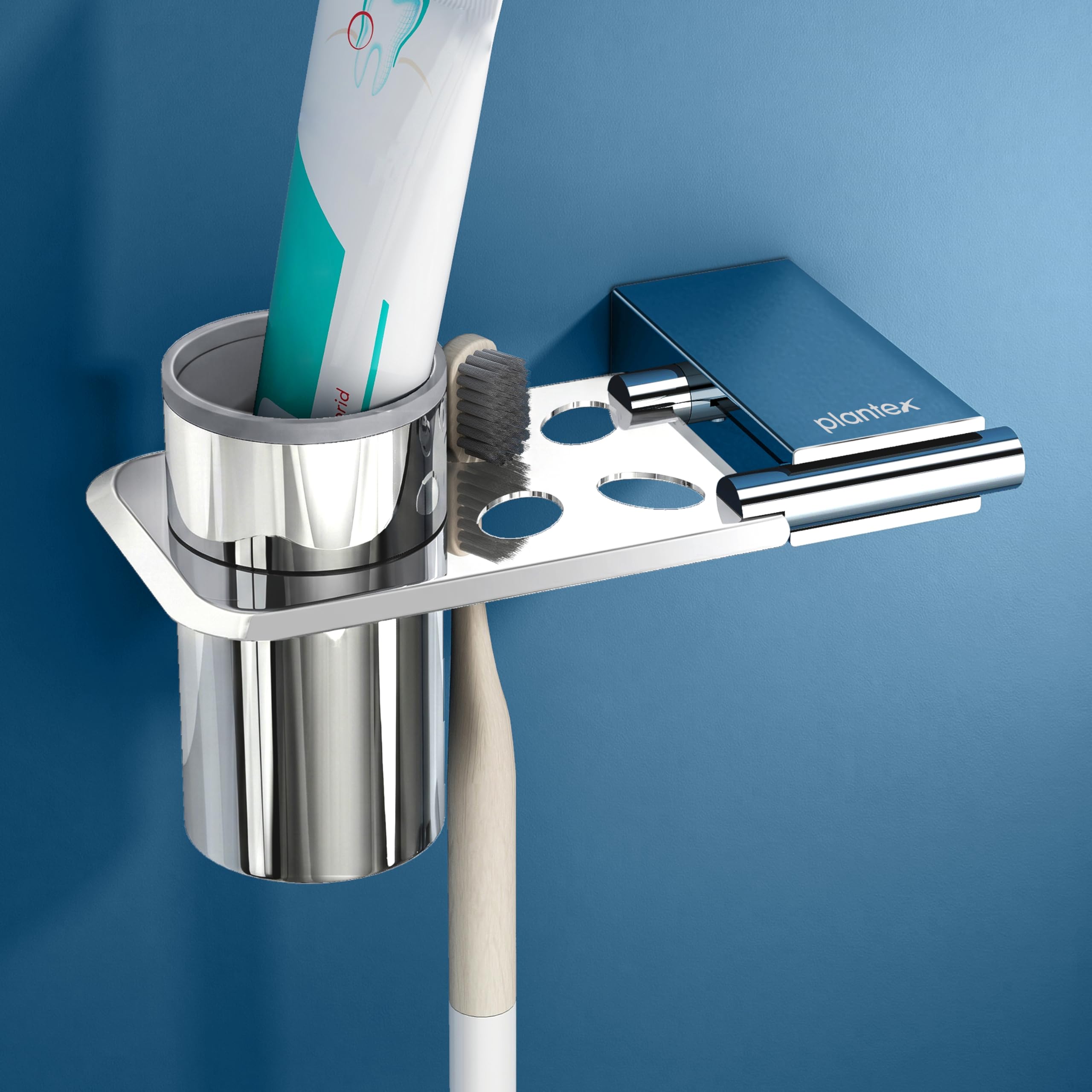 Plantex 304 Grade Stainless Steel Tumbler Holder for Bathroom/Toothbrush Holder Wall Mount/Bathroom Toothbrush Holder/Bathroom Accessories - Pack of 1 (Regent, Chrome)-picture-28