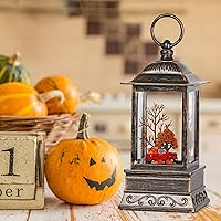 Vista 5 de Decoraciones de globo de nieve de otoño, linterna de camión rojo brillante con temporizador de 6H, decoración iluminada con USB/pilas para el hogar