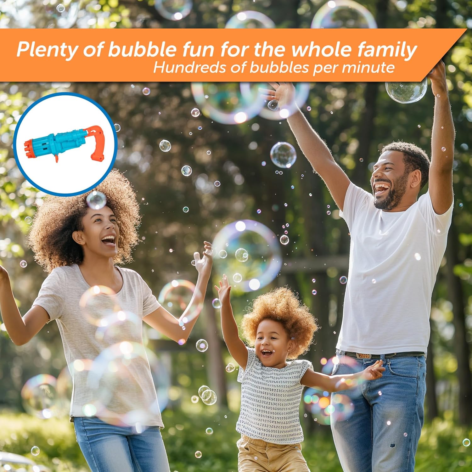 Epic Mini Bubble Machine Gun – Bubble Tray for 8 Bubble Holes – 1 Bubble Solution Bottle – Outdoor Indoor Toy for Adults Kids – Birthdays Weddings Parties