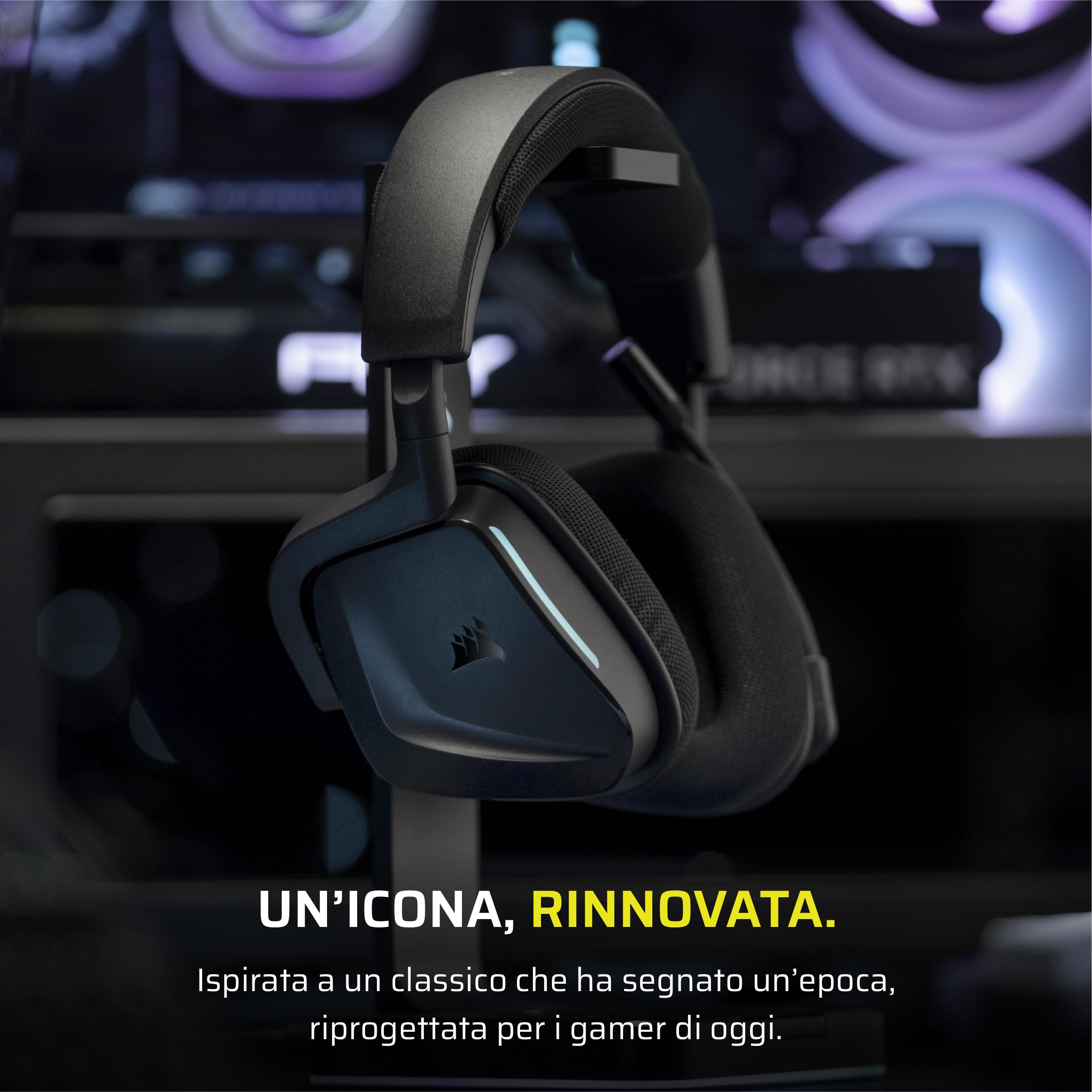 CORSAIR VOID v2 Cuffie da Gioco Wireless con Bluetooth per PC, PS5, PS4, Switch e Dispositivi Mobili – Dolby Atmos, Batteria da 70 Ore, Dual Wireless, Ricarica Rapida – Carbonio
