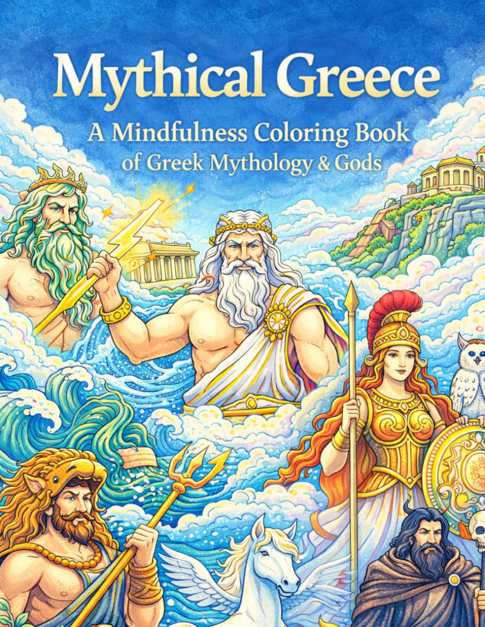 Mythical Greece: A Mindfulness Coloring Book, of Greek Mythology & Gods