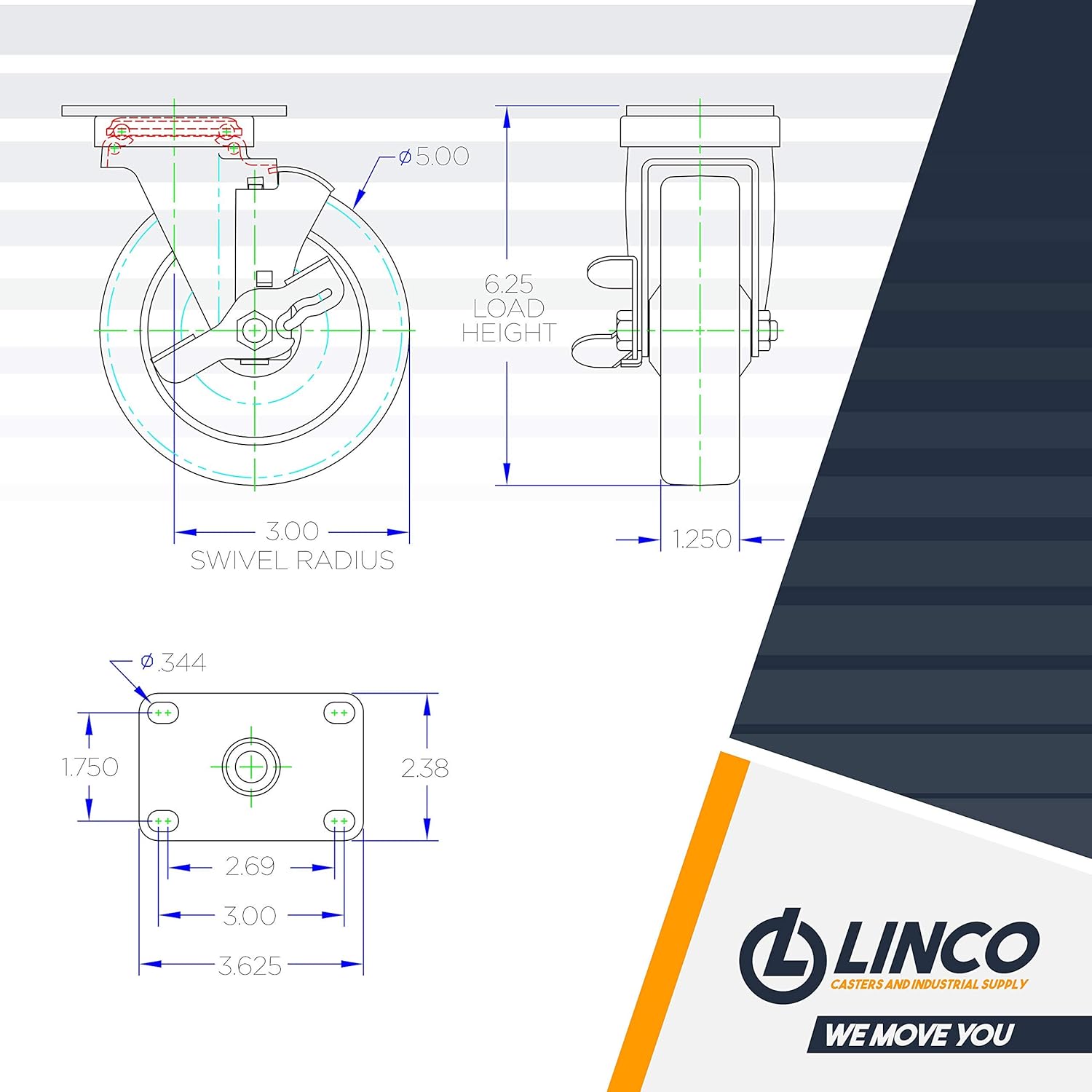 Frее Shірріng 🛒 Linco 5” Chrome Locking Heavy Duty Caster Wheels | Set of 4 Polyurethane Swivel Caster Wheels | Used for Food Service, Utility Cart with Wheels, Wheel Dollies or Furniture Casters | Capacity: 1200 lbs