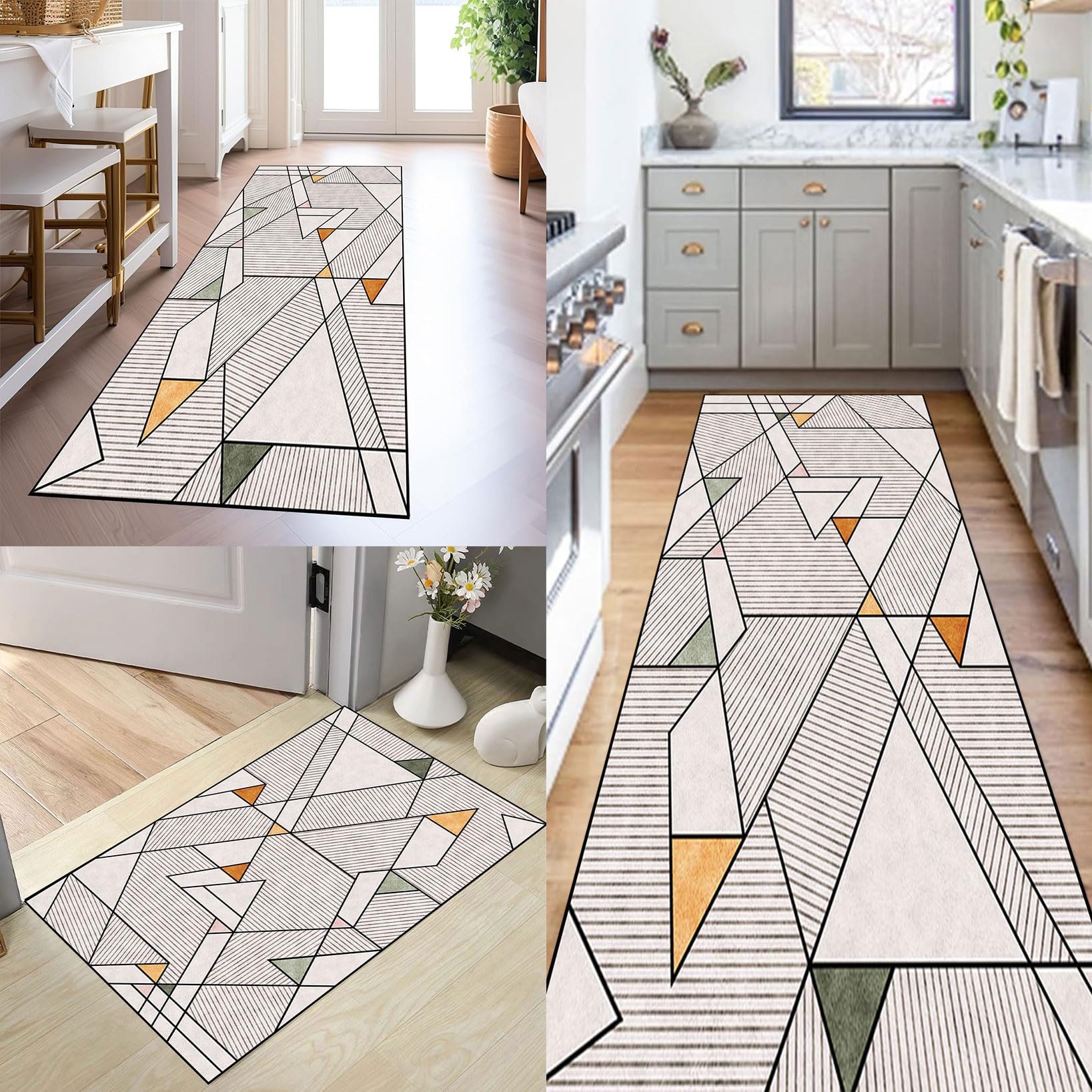 Tapis de cuisine 95x210 cm lavable et géométrique pour le salon