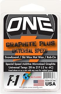 One-Wax - F1 Graphite Plus Additive 165g – Hot Wax/Rub-On Universal Speed Conditions Formula Snowboard/Ski/Nordic - Anti-Friction Performance, FAST + Durable- Our Factory Made USA-No Fluoro