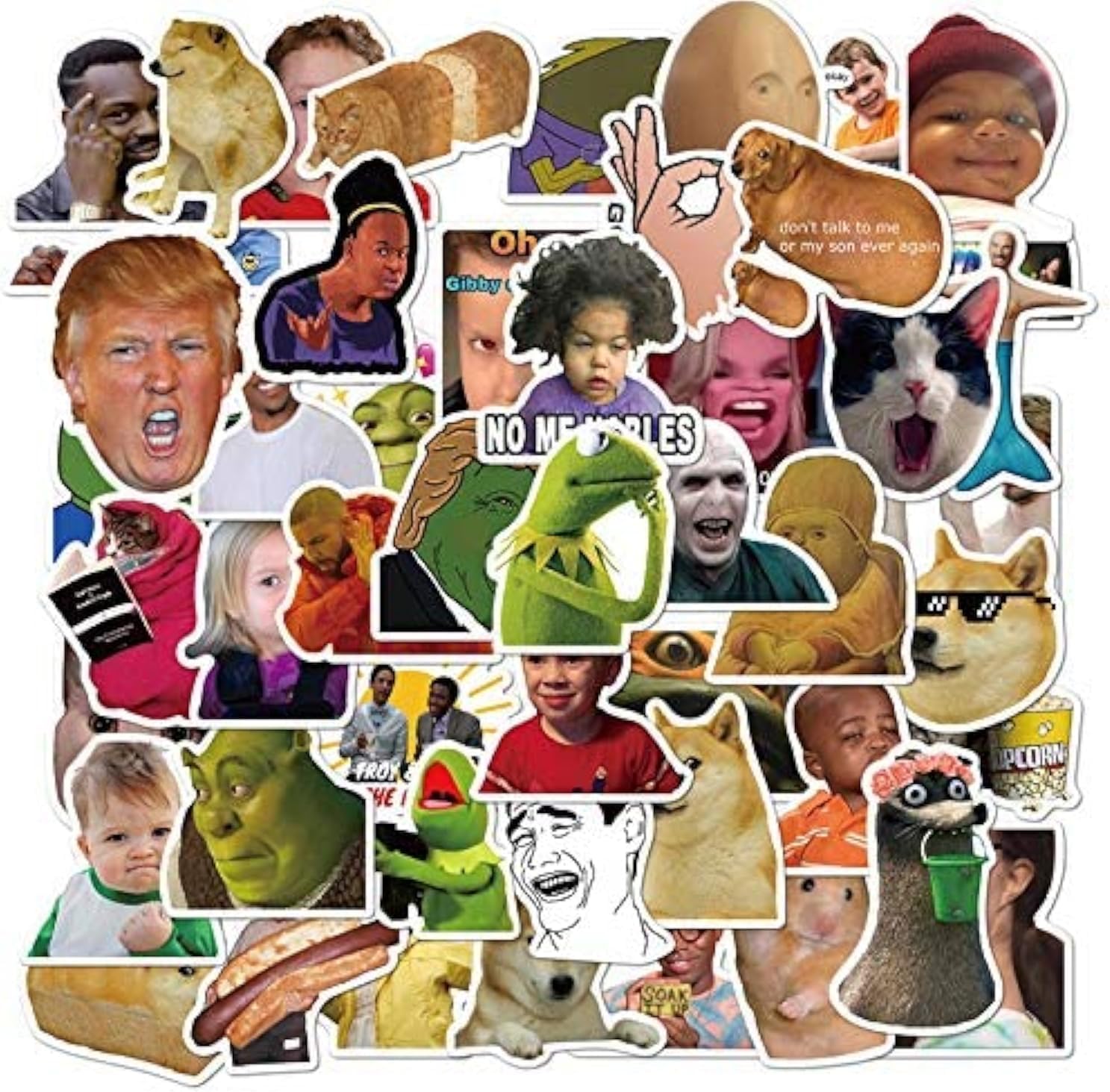 LYLSDSB 50 pcs Funny Meme Sticker Vinyl Waterproof Classic Meme Sticker for Laptop Bicycle Skateboard HydroFlask Scrapbook Luggage iPhone Water Bottles Car Stickers for Teenage Children