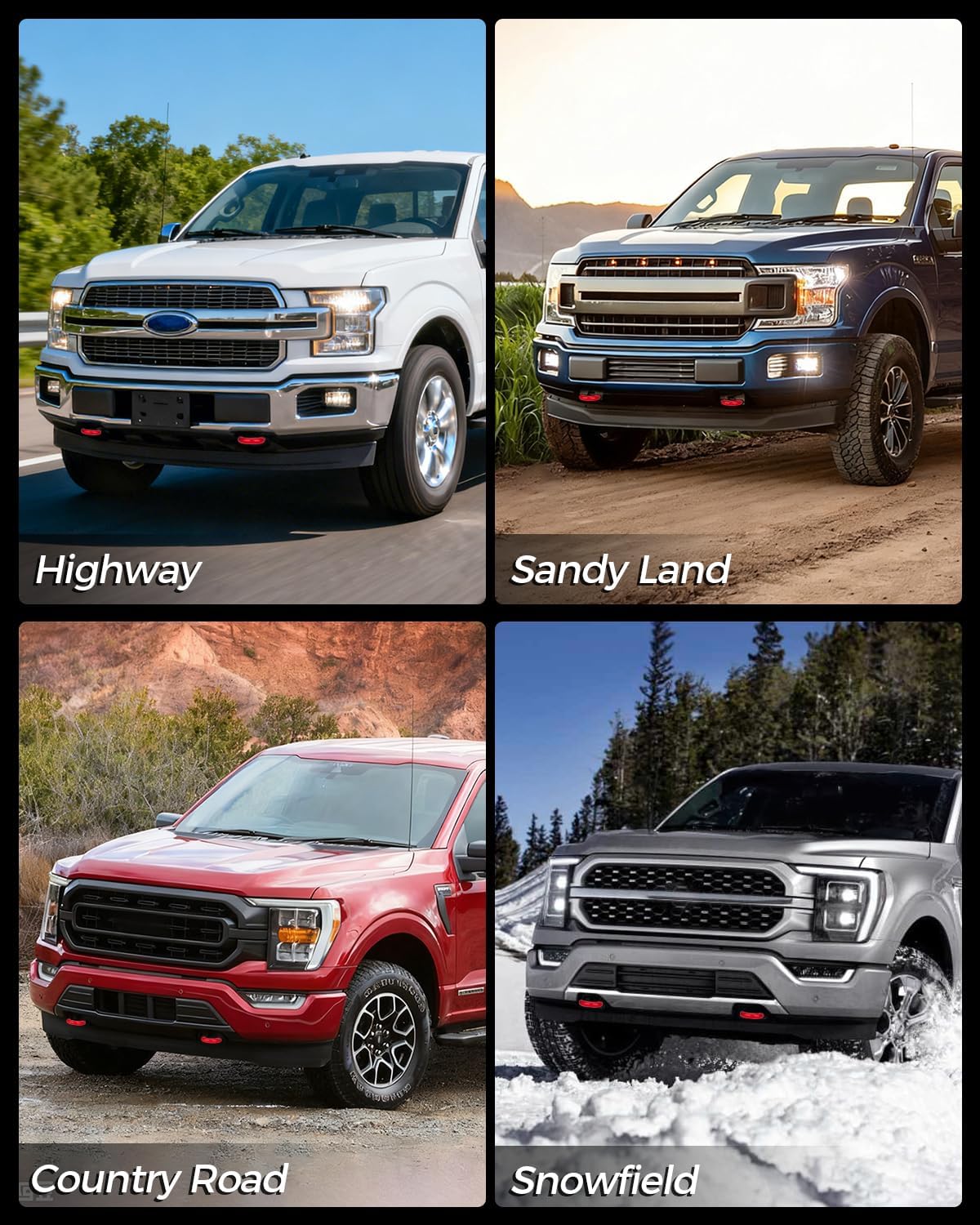Tow Hook Covers for Ford F150, Red | Compatible with Ford F150 2004-2025, Compatible with Ford Bronco 2021-2024, Compatible with Toyota Tundra 2017-2021