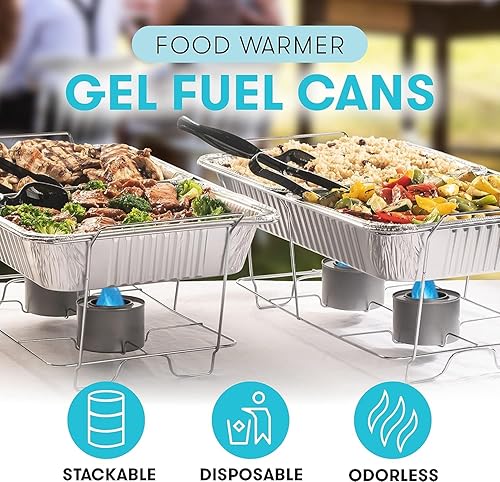 Miniatura 3 de 12 latas de gel calentadoras de alimentos para rocar platos, calentadores de alimentos para bufé, quemadores para calentar alimentos, platos de