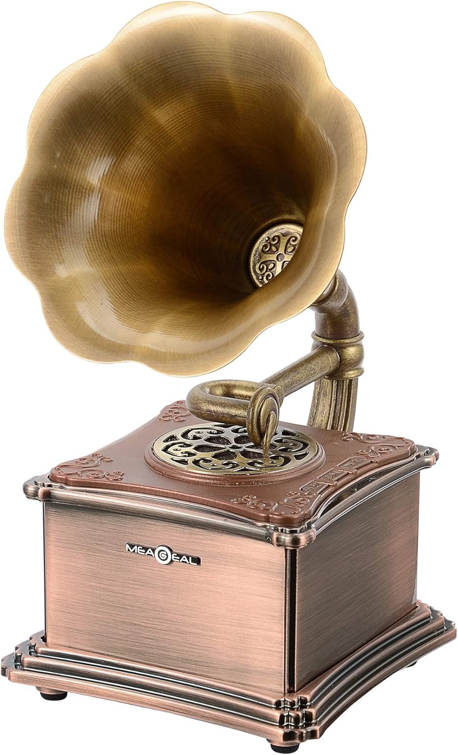 Get Discount 70% Price Bronze Mini Vintage Retro Classic Style Gramophone Phonograph Shape Stereo Speaker Sound System Music Box 3.5mm Audio Aux-in/Micro SD/USB Flash Drive Blue Tooth 4.2