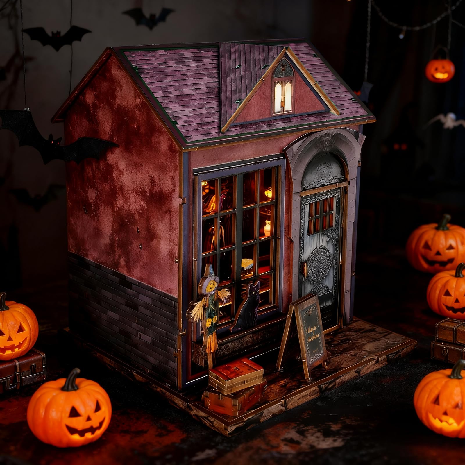 Joibabe DIY Miniature House Kit,Mini Buliding Kit,Magic Library Book Nook Kit for Adult and Teens Dollhouse,Tiny House - Image 2