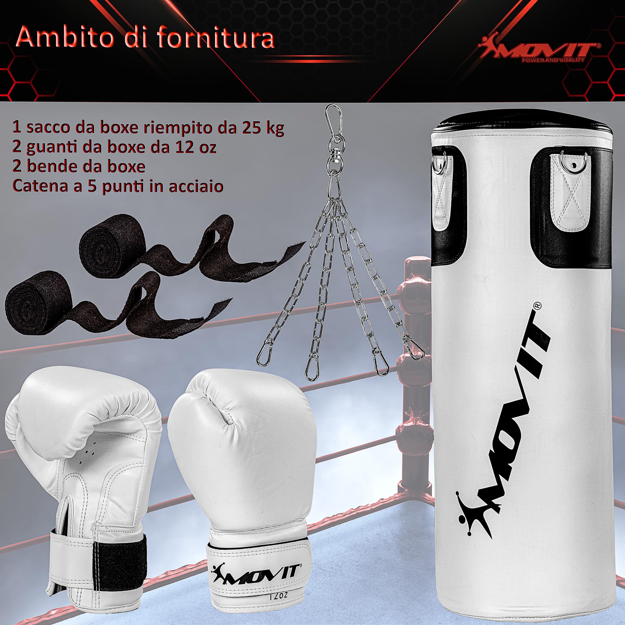 Kit Sacco Da Boxe Ducomi Rocky 7-in-1 - Saccone Vuoto, Guantoni 12 Oz, Fasce Mani, Montaggio Soffitto - Foto 9