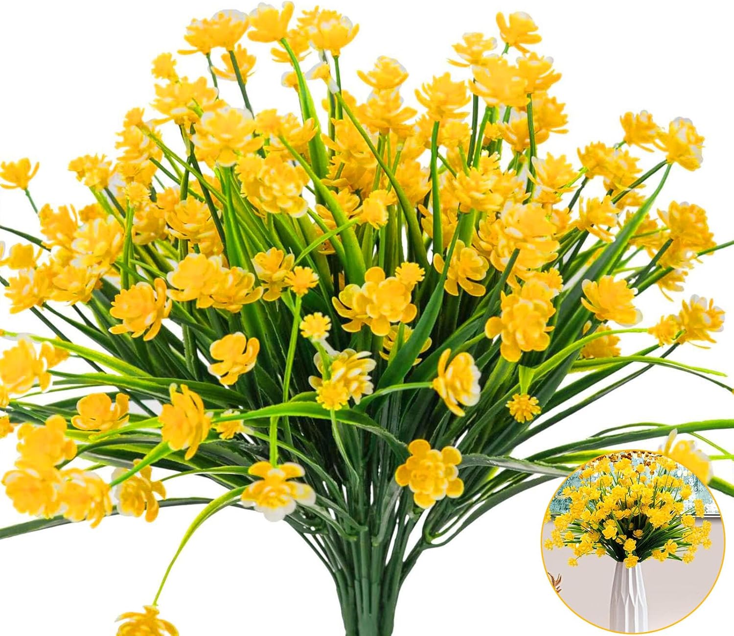 10 Bundles of Daffodil Yellow Artificial Flowers, Artificial Wildflowers for Decor