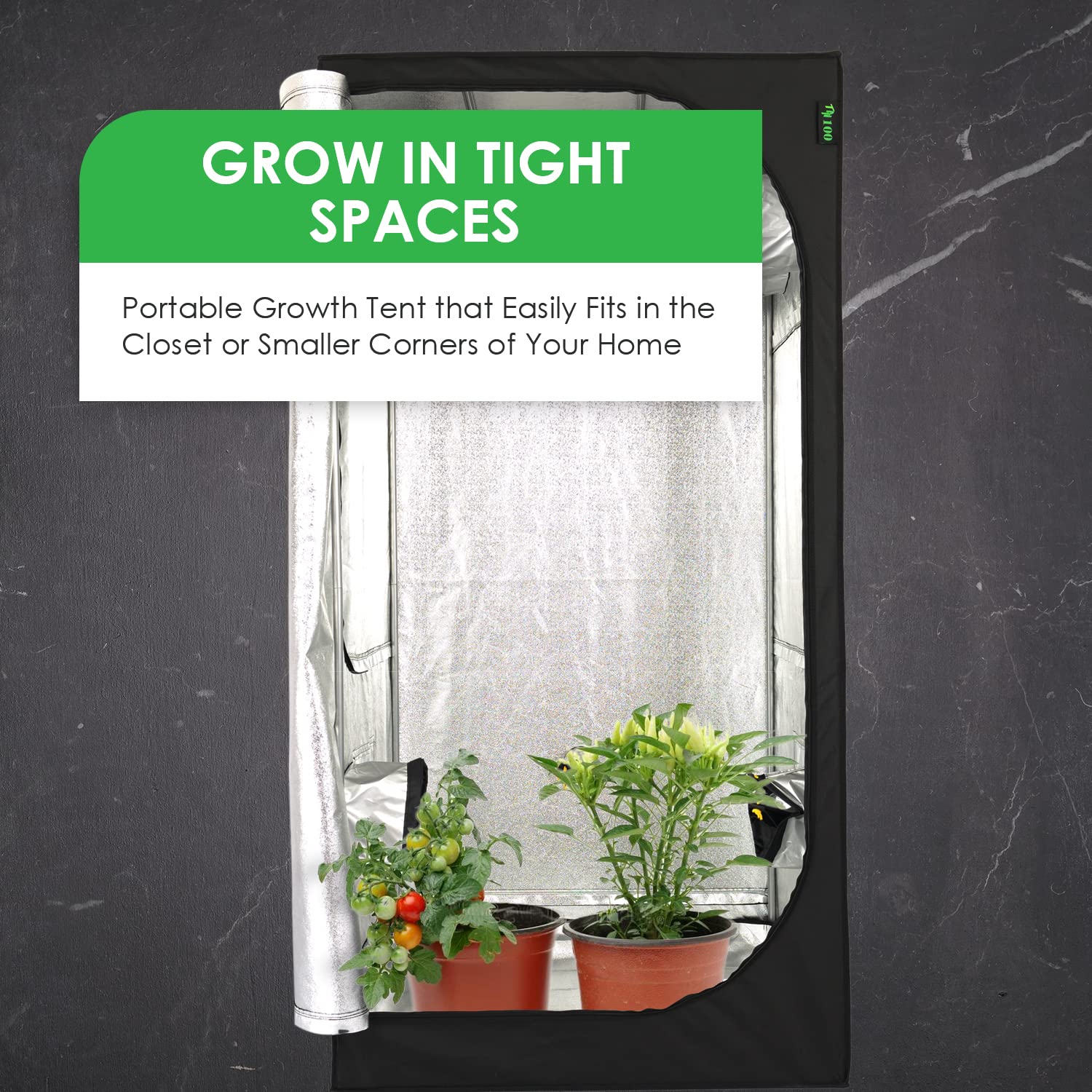 GrowTNT100-Grow Tent 100 x 100 x 200 cm para Cultivar en Espacios pequeños, Tienda hidropónica con Ventana de fácil visualización, Tienda de Cultivo Interior 100
