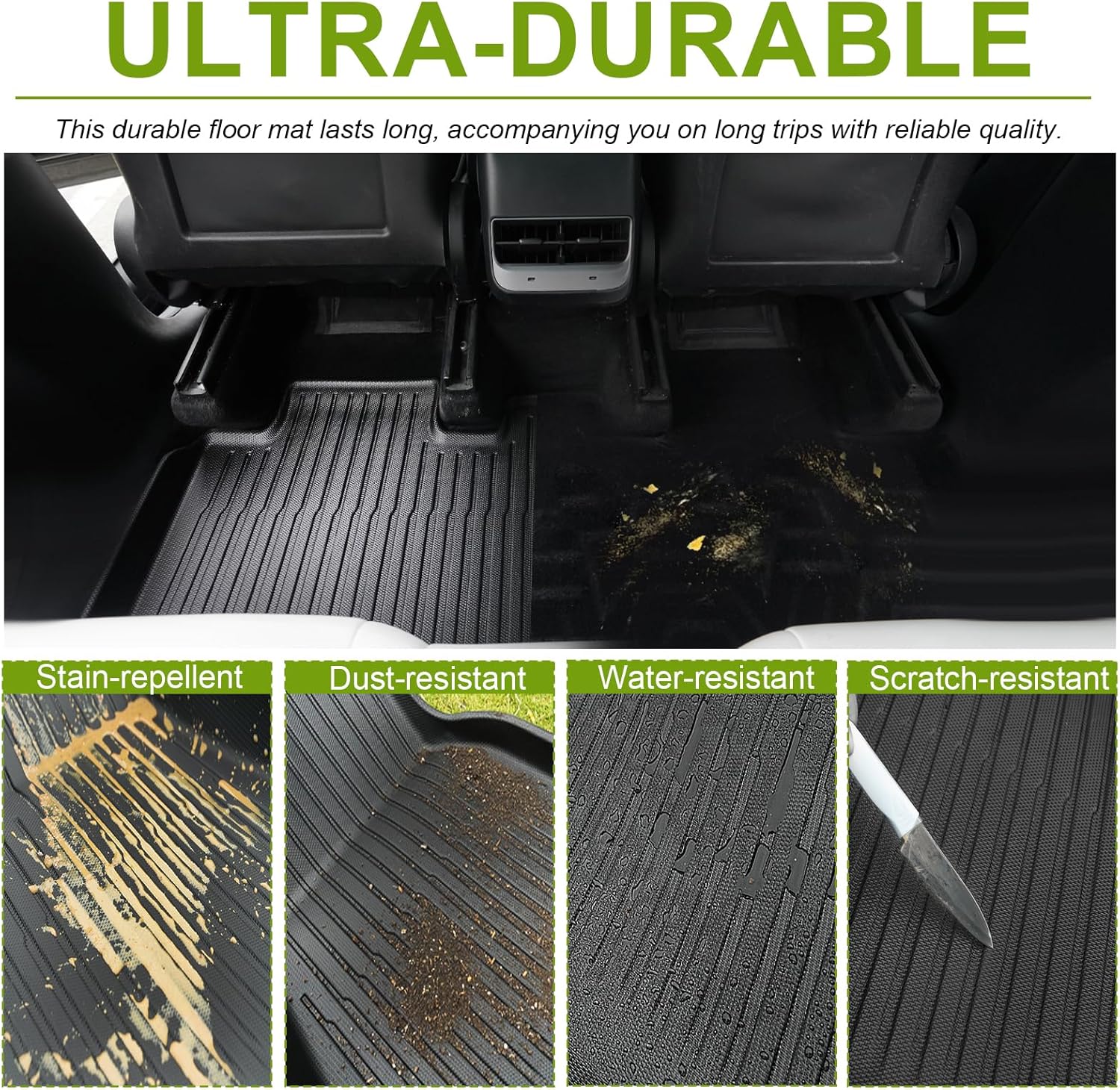 Floor Mats for Honda CR-V 2023-2024 CRV All Weather TPE Mat 3PC Black 1st & 2nd Row Full Car Accessories Liner Set - Image 3