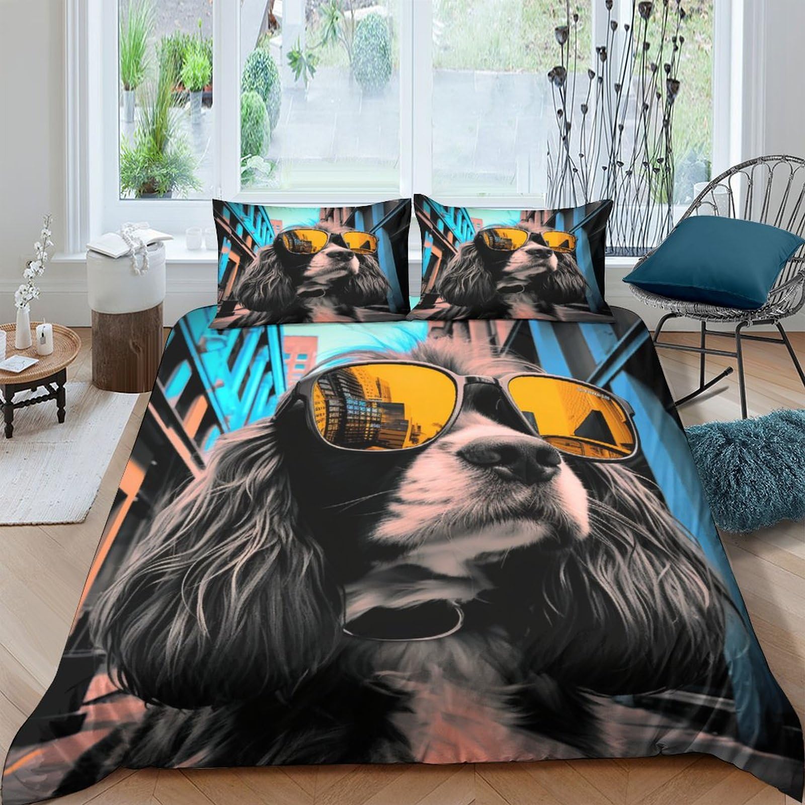 Housse de couette 220x240 avec fermeture éclair invisible et motif 3D
