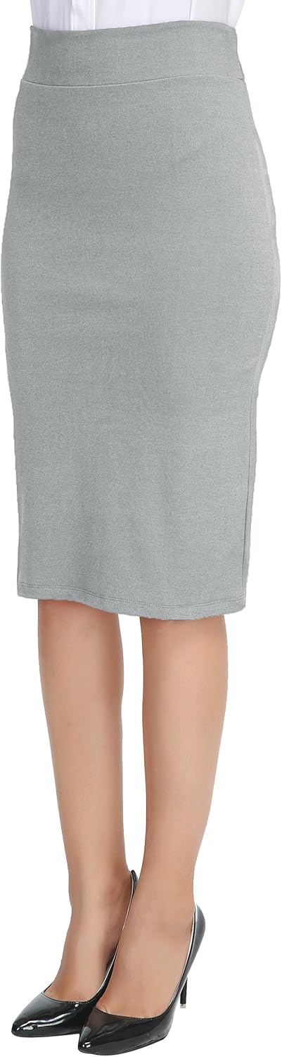 Urban CoCo Women's Elastic Waist Stretch Bodycon Midi Pencil Skirt - Image 3
