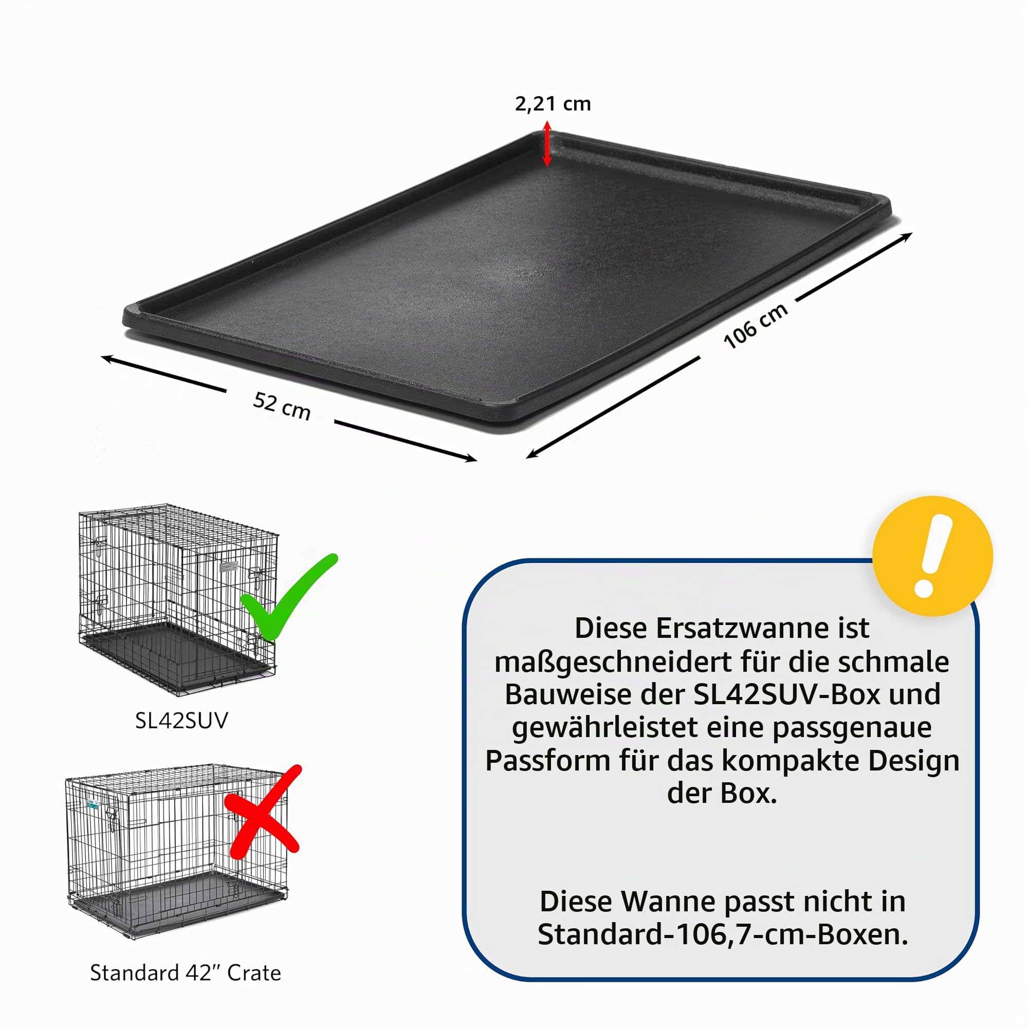 MidWest Homes for Pets Ersatz-Bodenwanne, Modell 24PAN, passend nur für die 106,68 cm Lange SUV-Hundebox Modell SL42SUV von Midwest, schwarz
