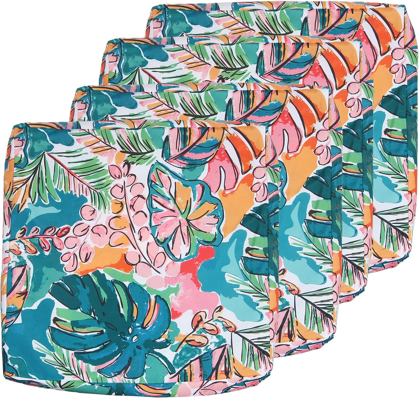 EHouseHome Herringbone Patio Chair Seat Cushion Covers,Washable UV Resistant Slip Covers Replacement,Waterproof Outdoor Cushion Pillow Seat Cover for Couch,Garden,Sofa,22"×22"×4"(4 Covers Only,Blue)