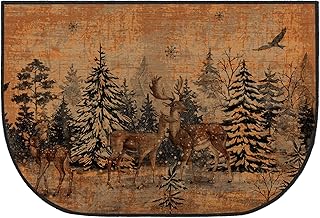 Demissle Fireplace Hearth Rug Fireplace Mats Cabin Southwestern Fireproof Fire Resistant Rug for Wood Stove Floor for Kitchen Indoor Outdoor(Forest Deer,24 x 36 Inch)