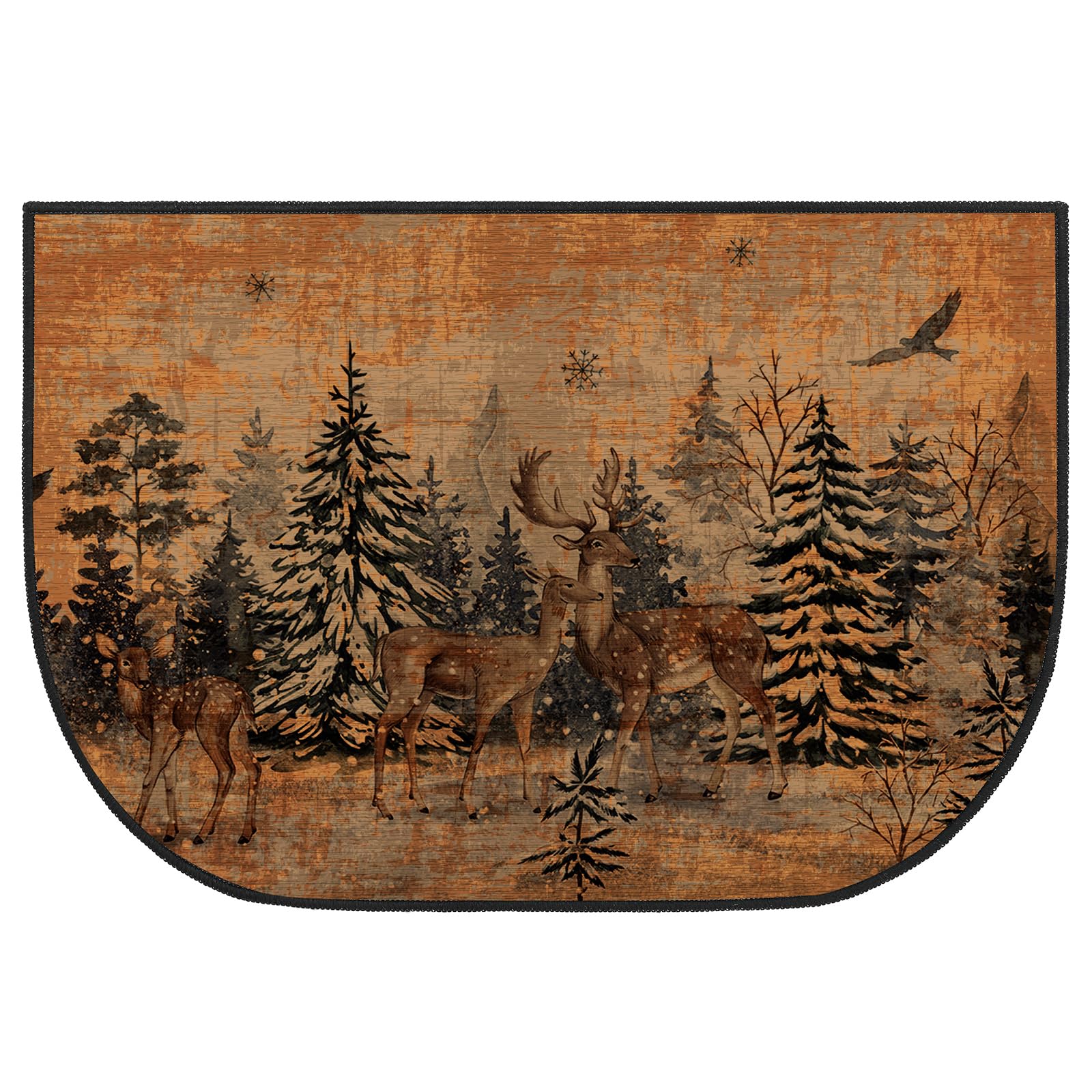Demissle Fireplace Hearth Rug Fireplace Mats Cabin Southwestern Fireproof Fire Resistant Rug for Wood Stove Floor for Kitchen Indoor Outdoor(Forest Deer,24 x 36 Inch)