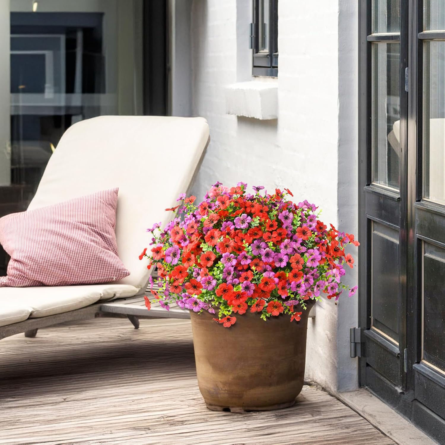 Artificial Flowers Faux Plants Outdoor Fake Flowers Spring Decor,12 Bundles Realistic Plastic Plant Colorful Daisy UV Resistant for Porch Patio Home Yard Garden Window Box Pot Planters - Image 5