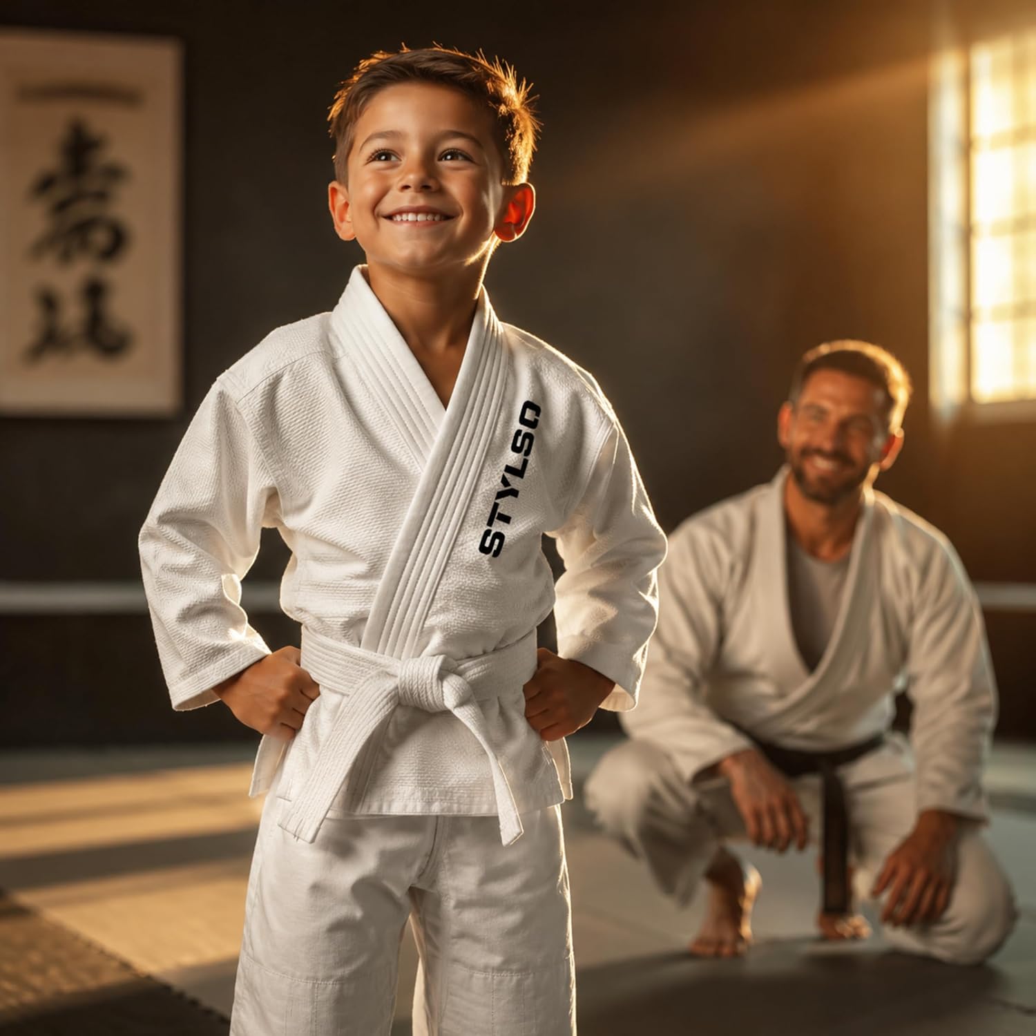 Kids BJJ Gi with Belt – Lightweight Jiu Jitsu Gi for Youth, Boys & Girls – 100% Cotton Jacket Ripstop Pants