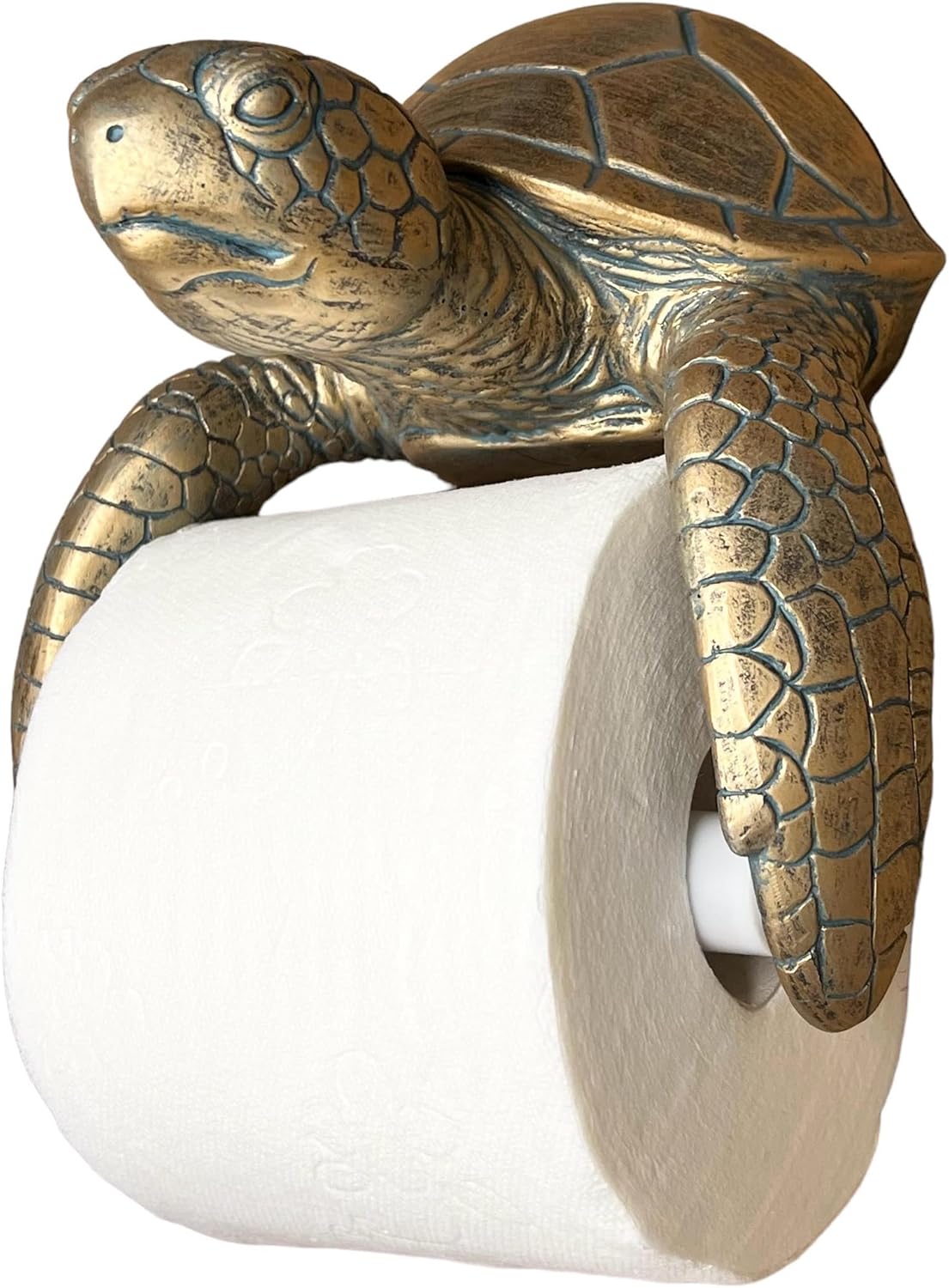 Sea Turtle Wall Mount Toilet Paper Roll Holder Rustic Nautical Beach Coastal Decor – Bronze Verdigris Finish