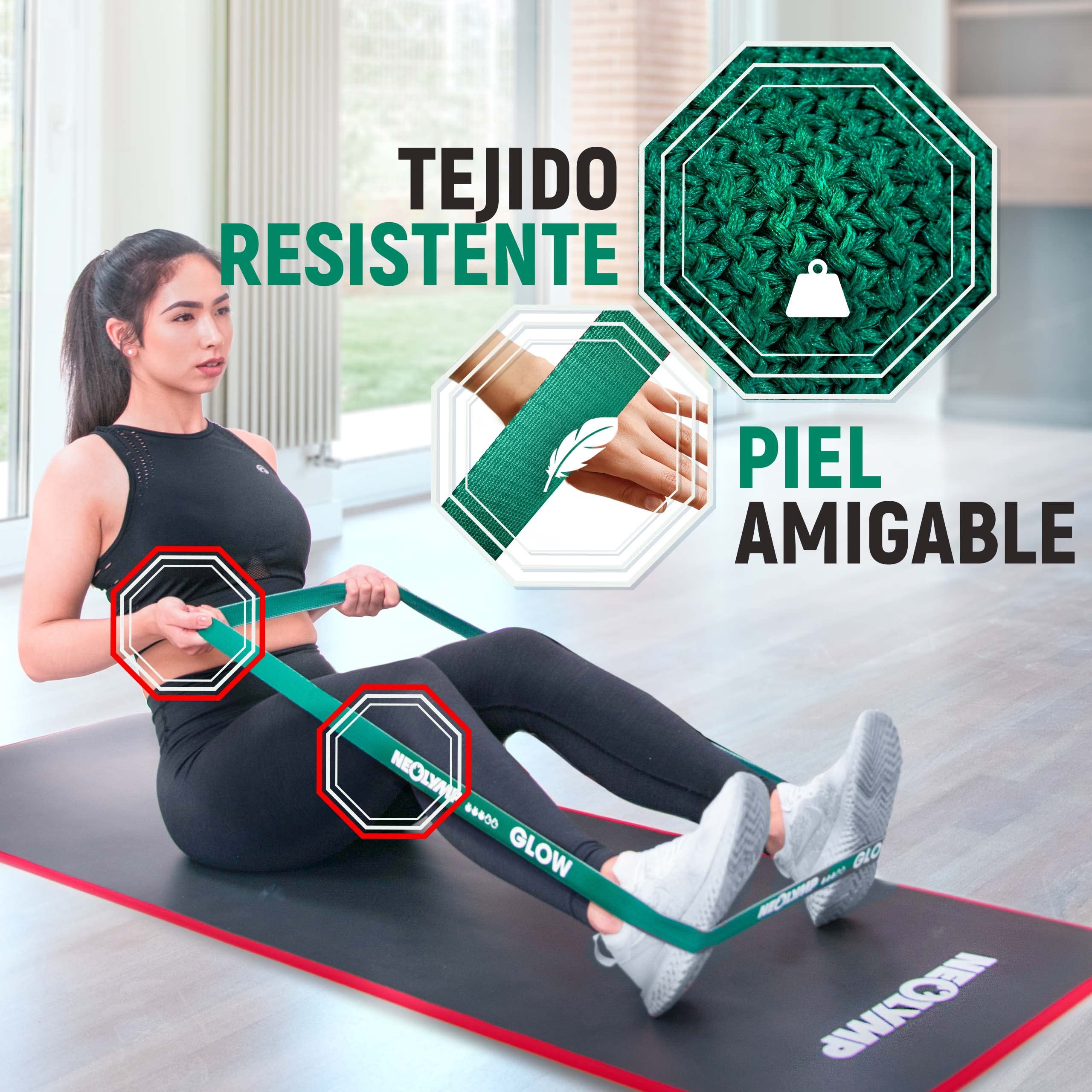 NEOLYMP Bandas elasticas Fitness + Libro electrónico con más de 100 Ejercicios – Cintas elasticas musculacion Bandas de resistenciacinta Elastica Fitness Banda Elastica Fitness