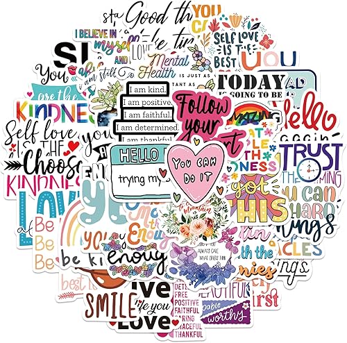 Vista 7 de Paquete de calcomanías inspiradoras, 52 calcomanías positivas alentadoras para estudiantes, profesores, adolescentes, calcomanías motivacionales 100